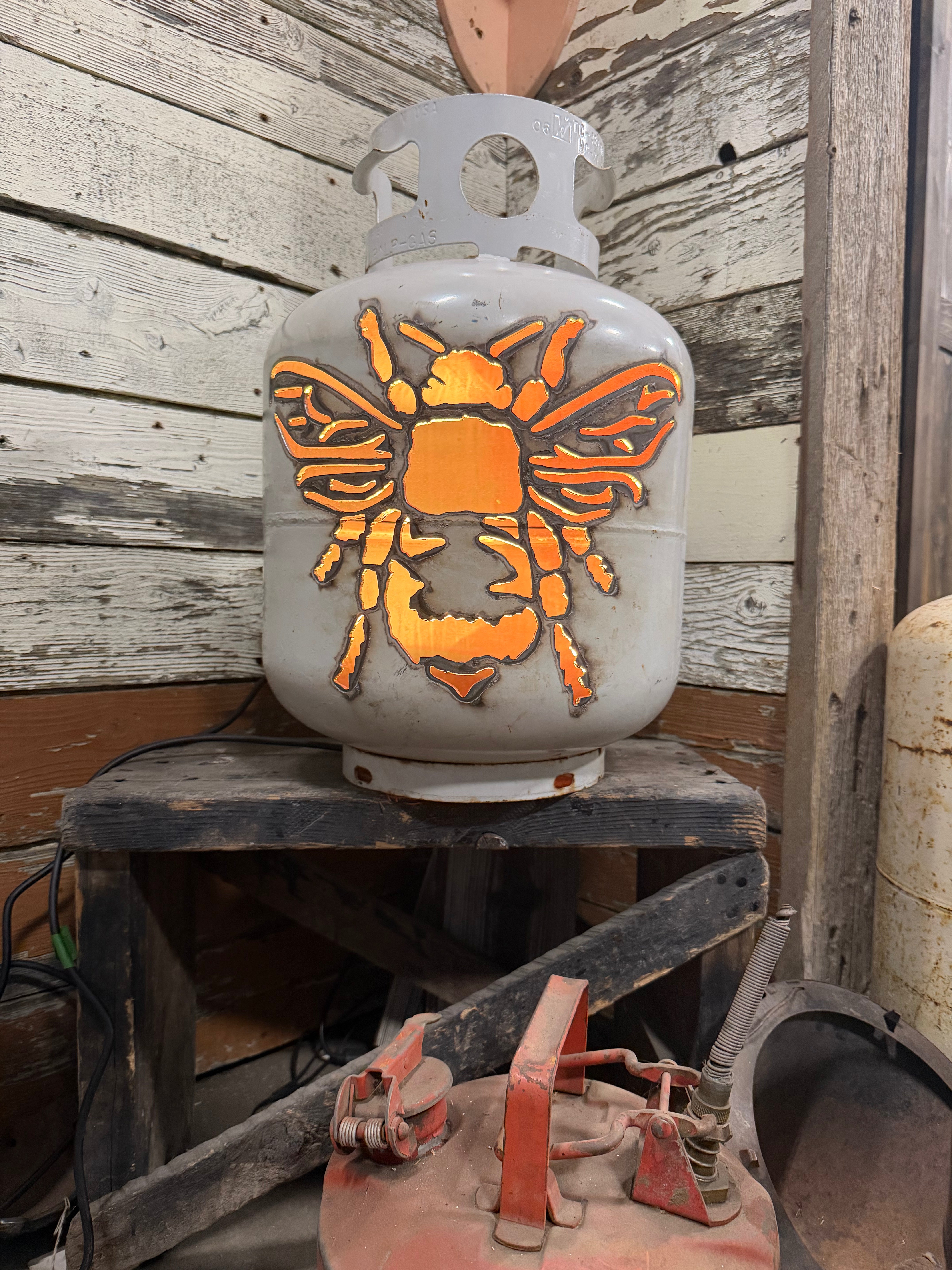 20lb Upcycled Patio Lantern, Bee Natural Finish