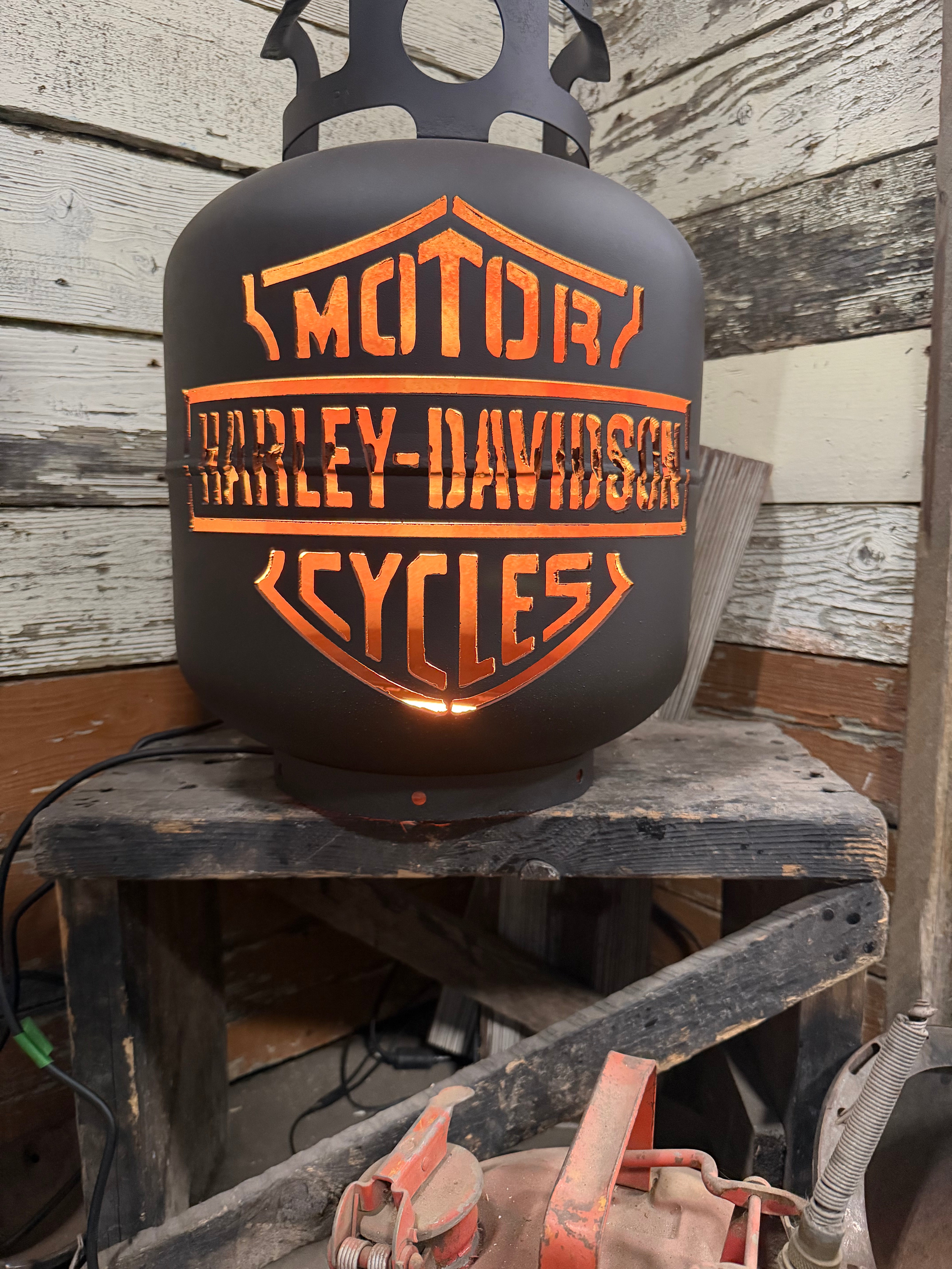 20lb Upcycled Patio Lantern, Harley Davidson