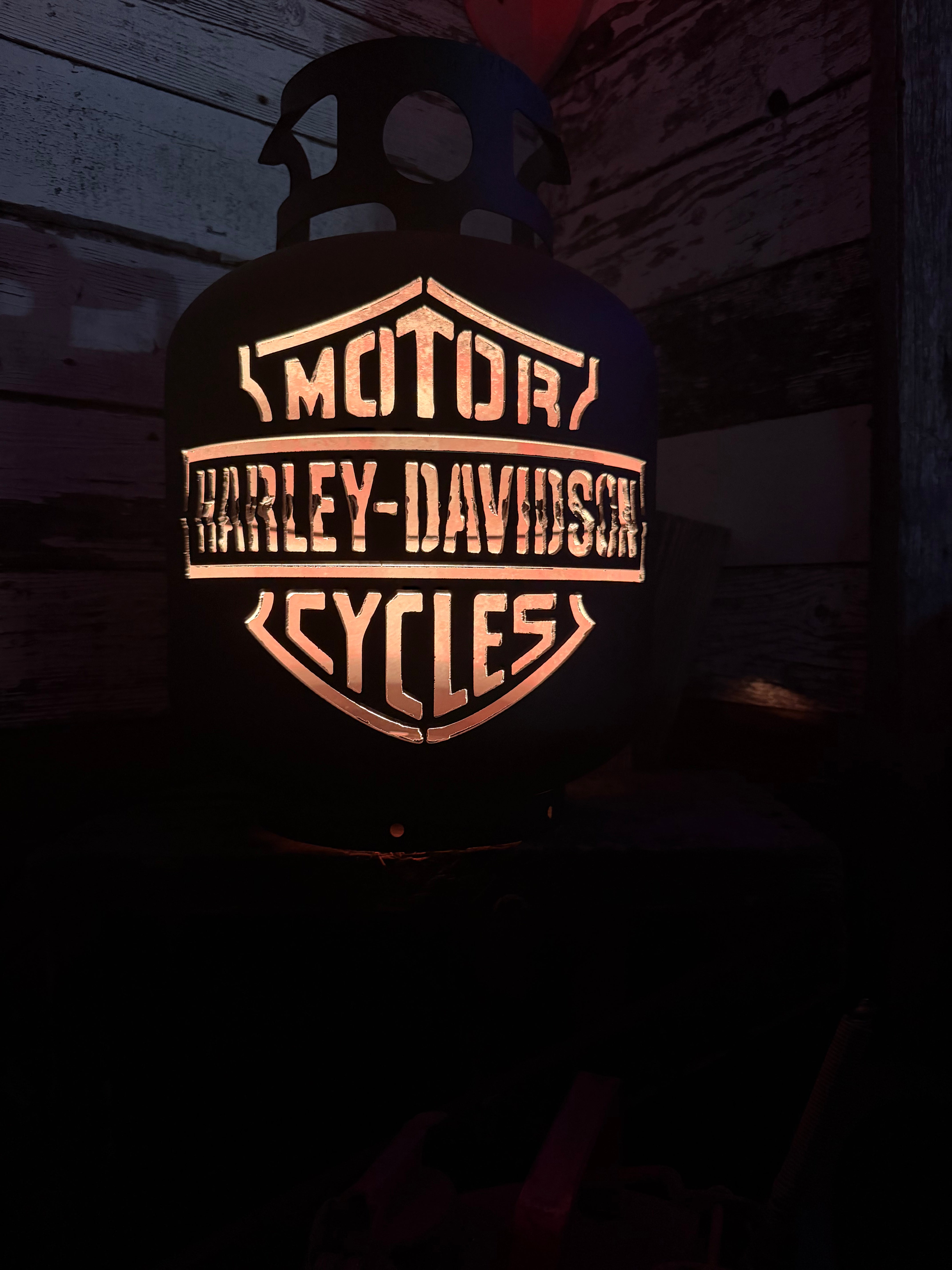 20lb Upcycled Patio Lantern, Harley Davidson