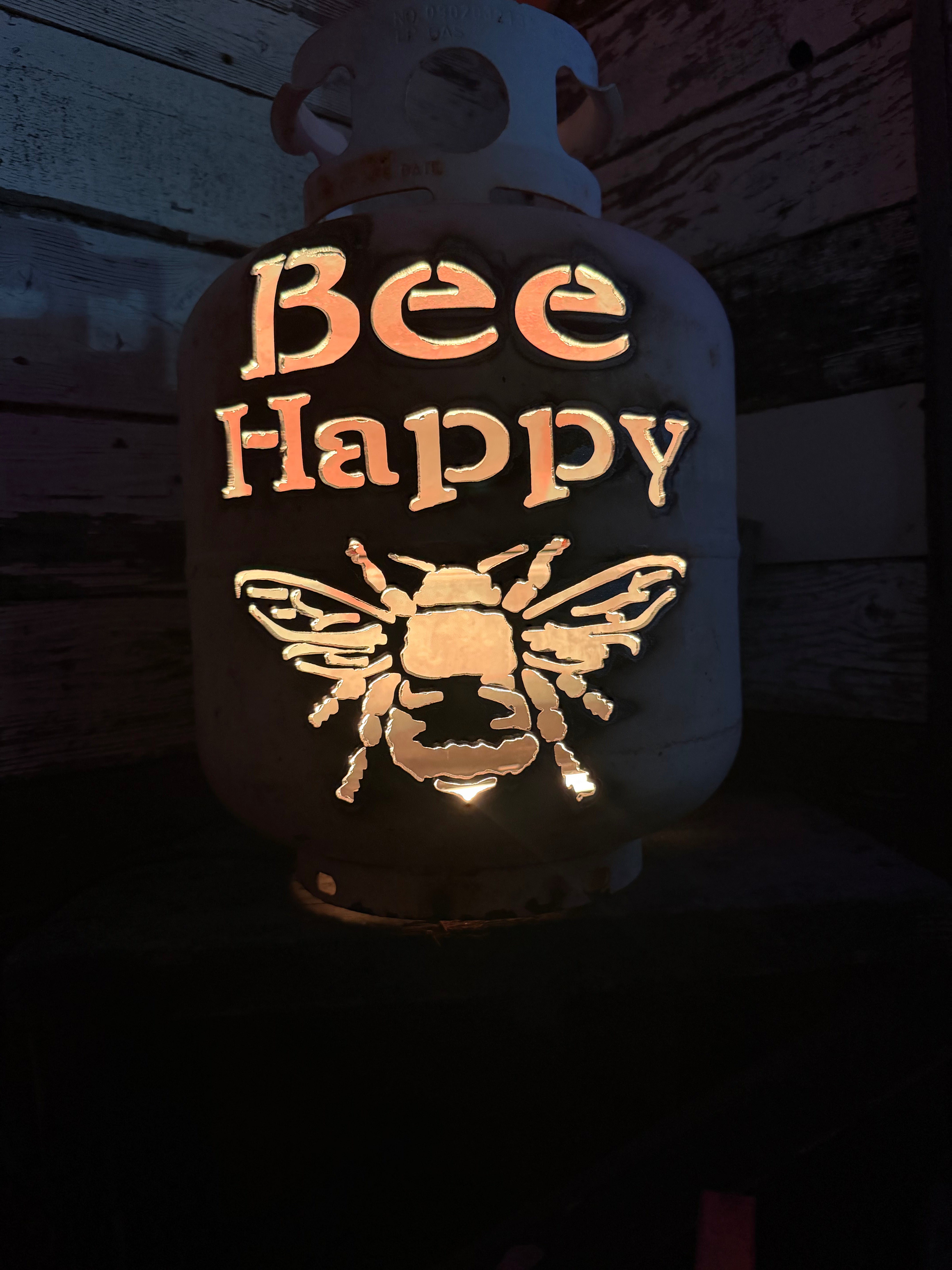 20lb Upcycled Patio Lantern, Bee Happy