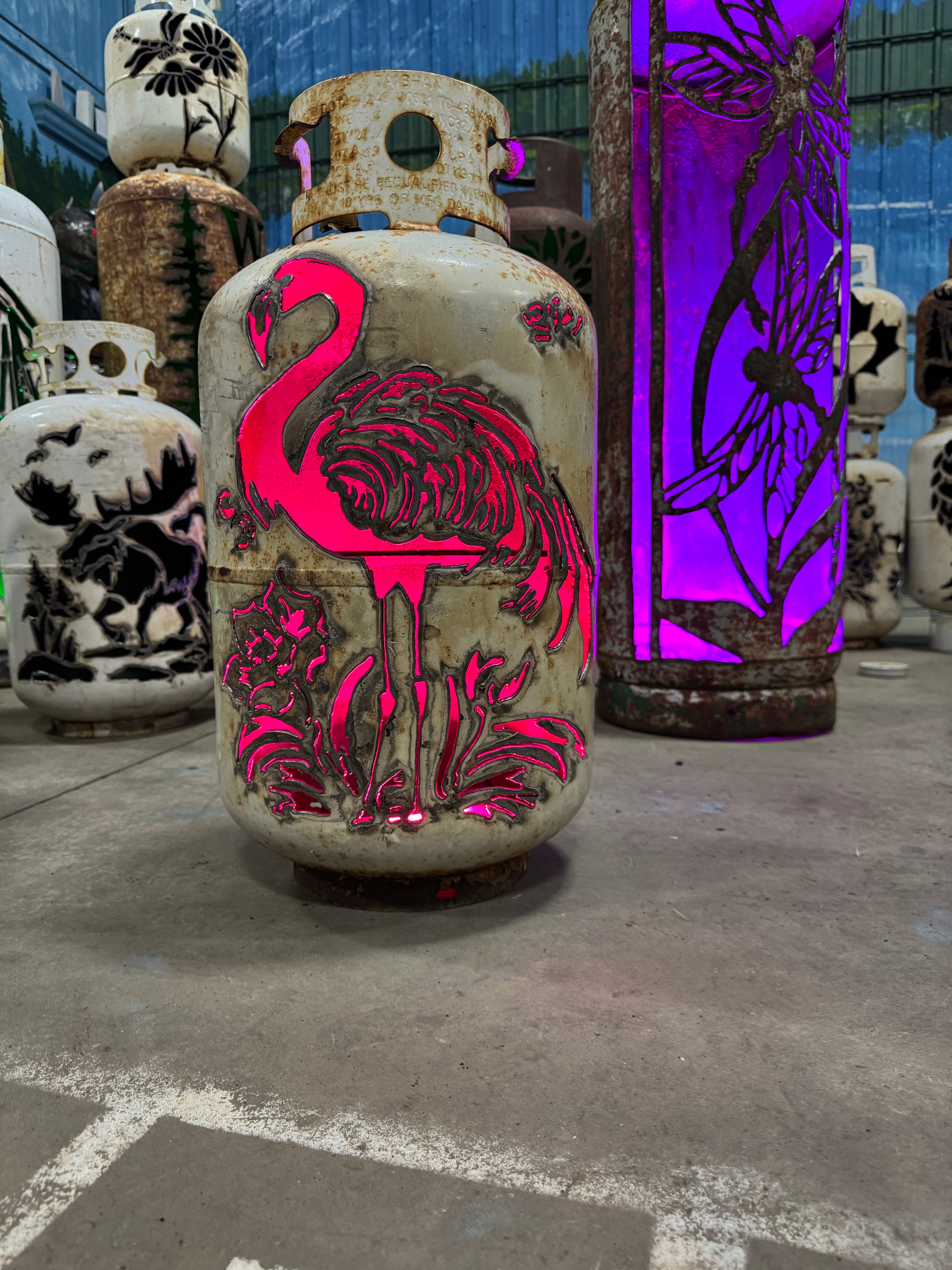 30lb Upcycled Patio Lantern, Flamingo