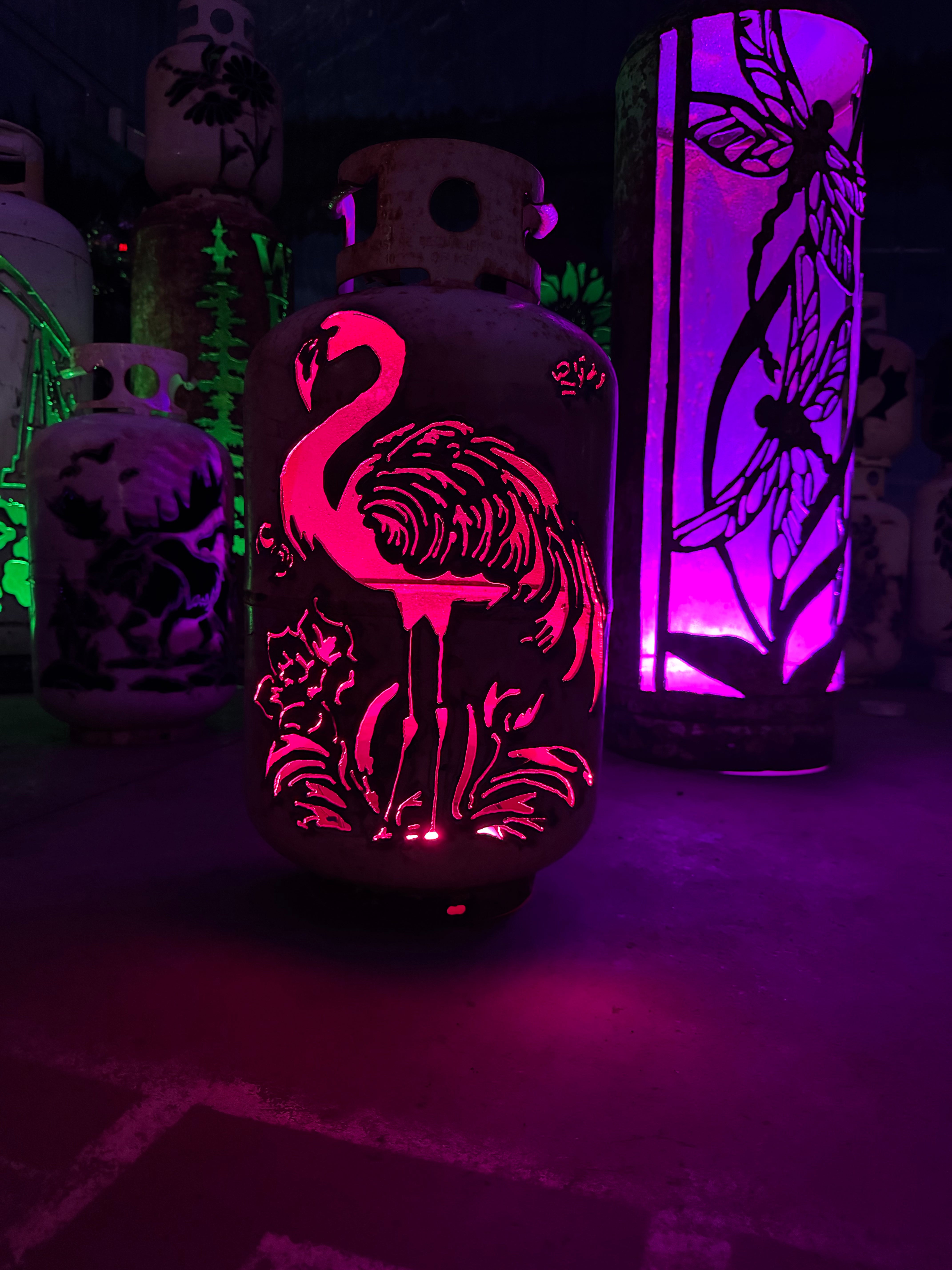 30lb Upcycled Patio Lantern, Flamingo
