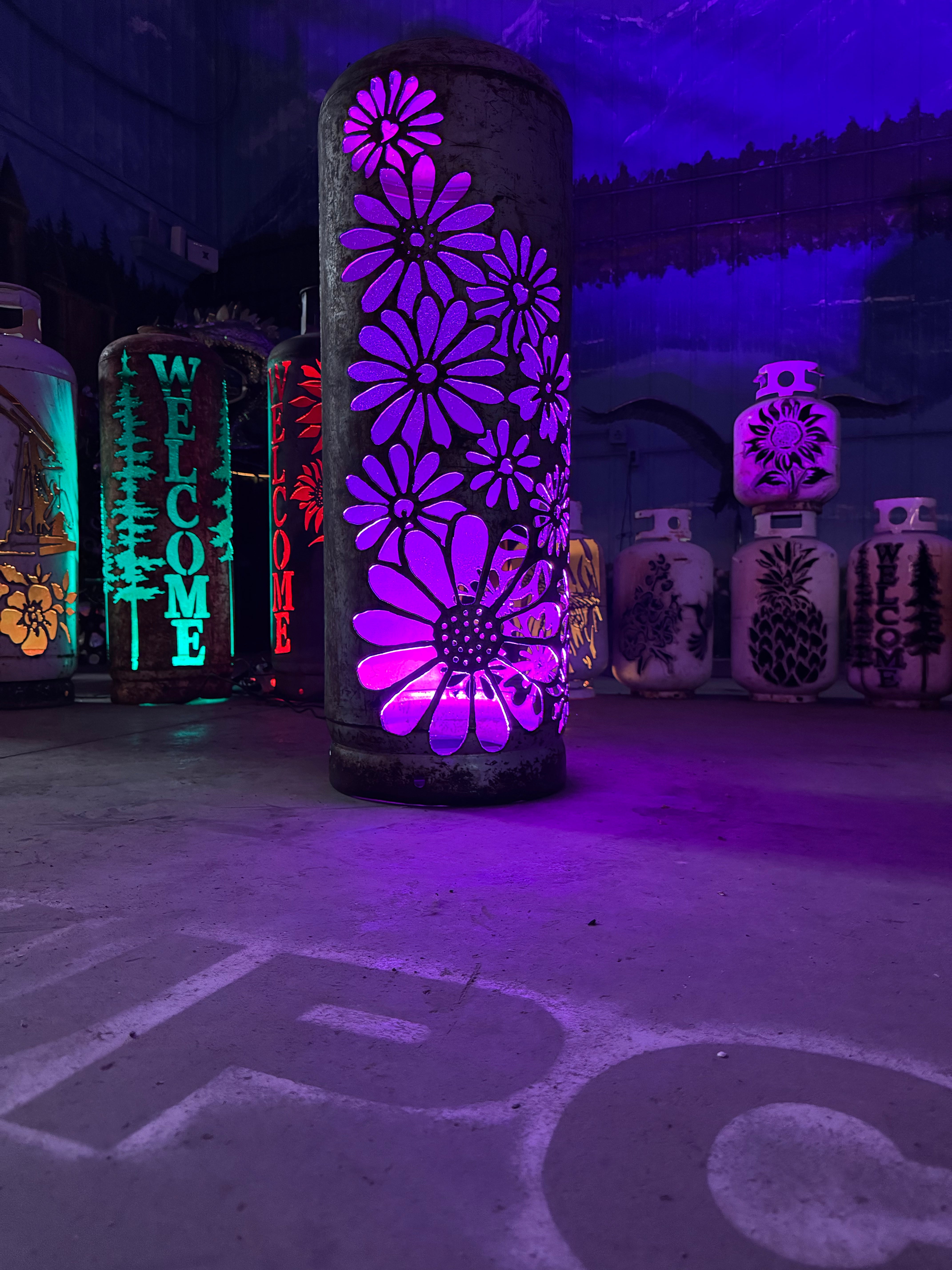 100lb Upcycled Patio Lantern, Floral Wrap