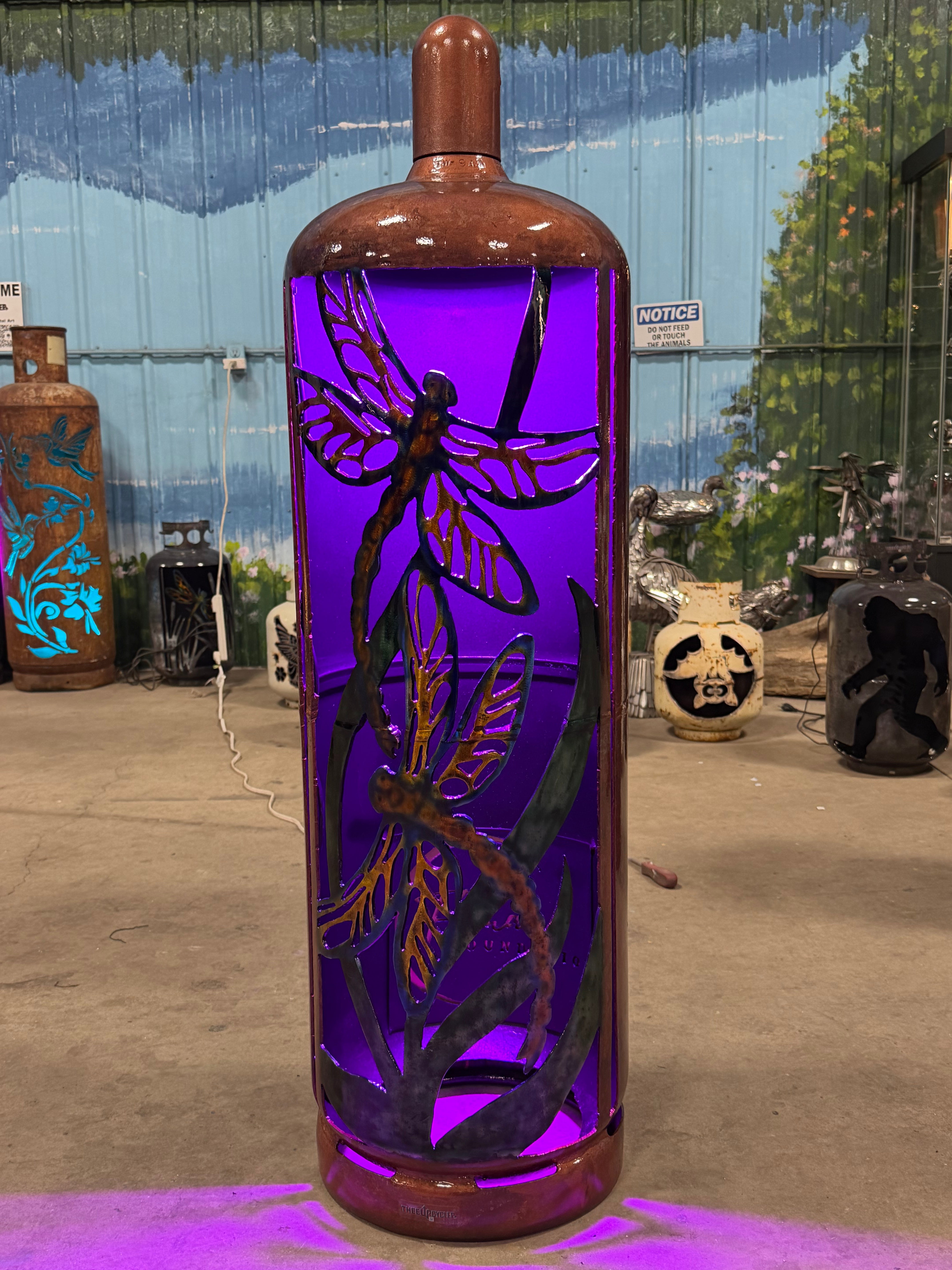 100lb Upcycled Patio Lantern, Dragonfly Copper AirBrushed Patina