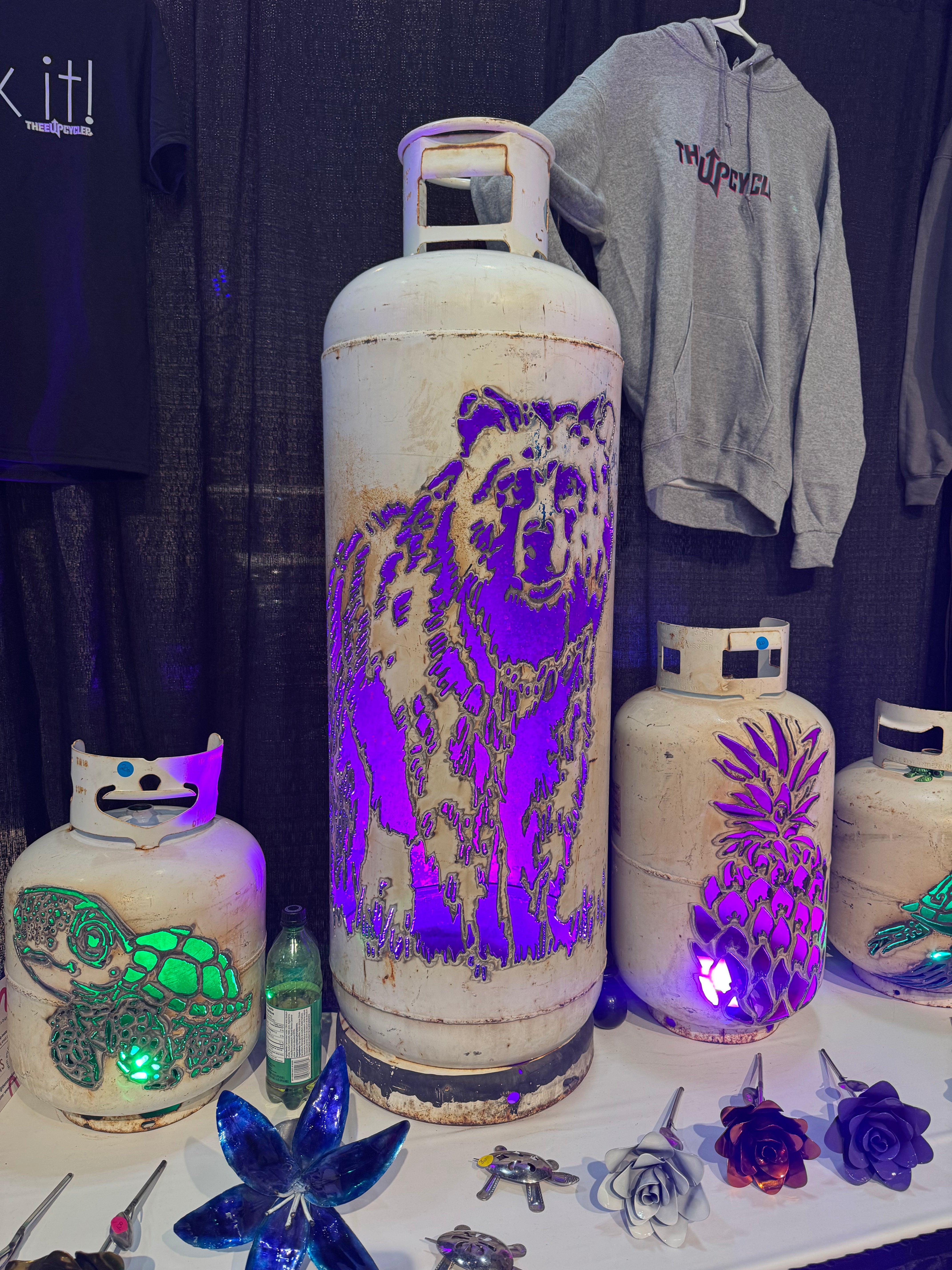 100lb Upcycled Patio Lantern, Grizzly Bear