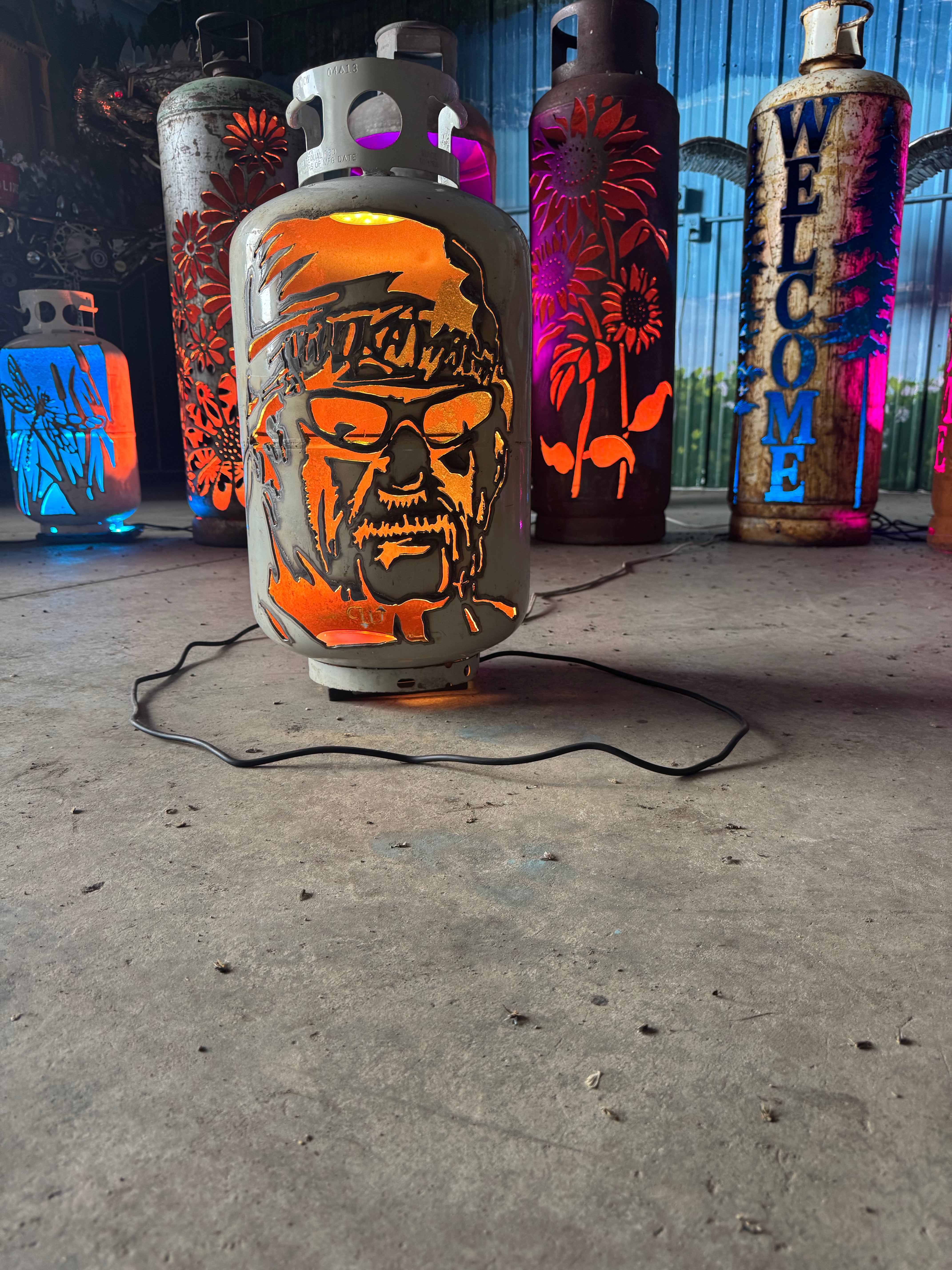 30lb Upcycled Patio Lantern, Hulk Hogan Hulkimania
