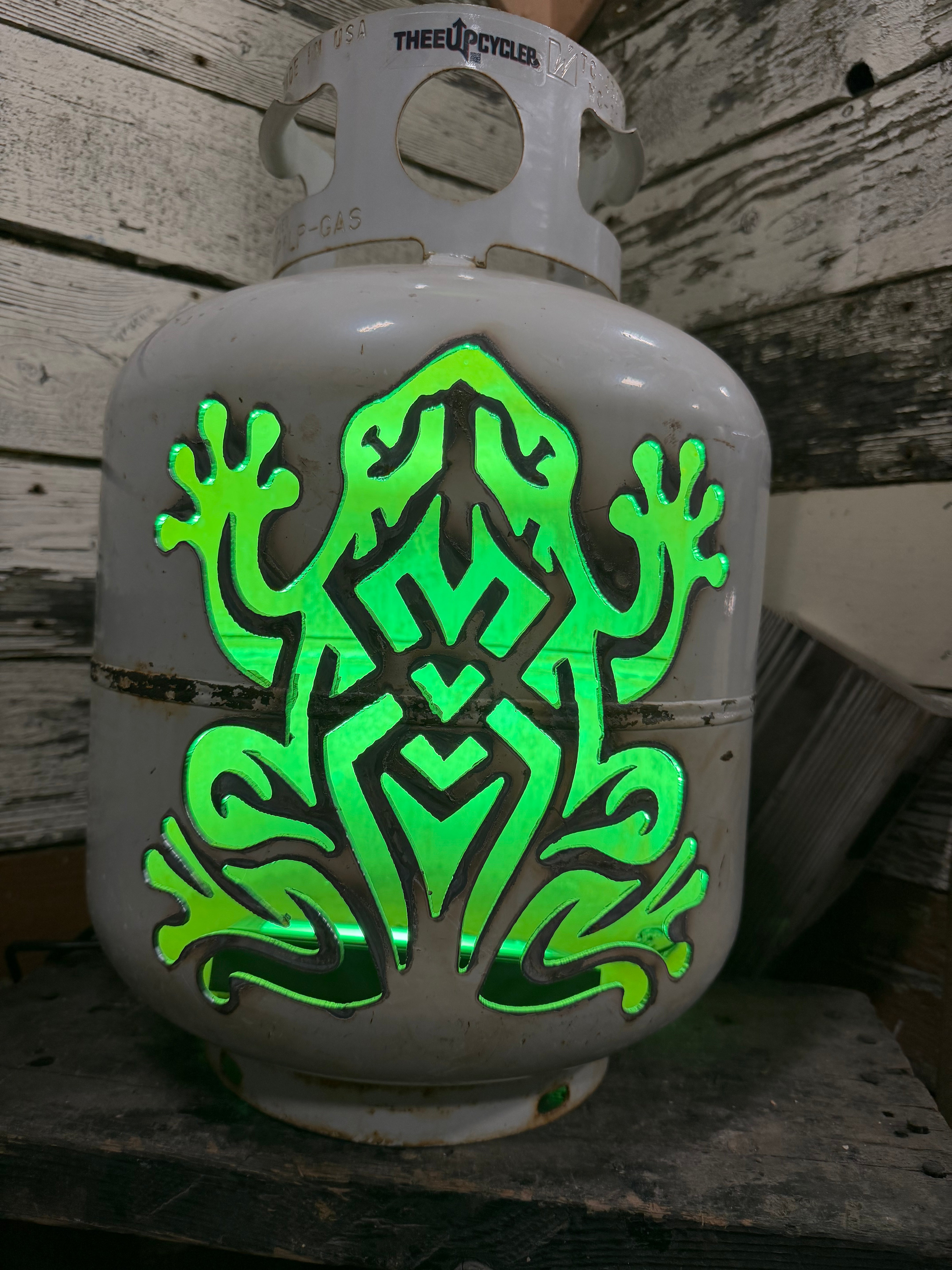 20lb Upcycled Patio Lantern, Frog Axis Natural Finish