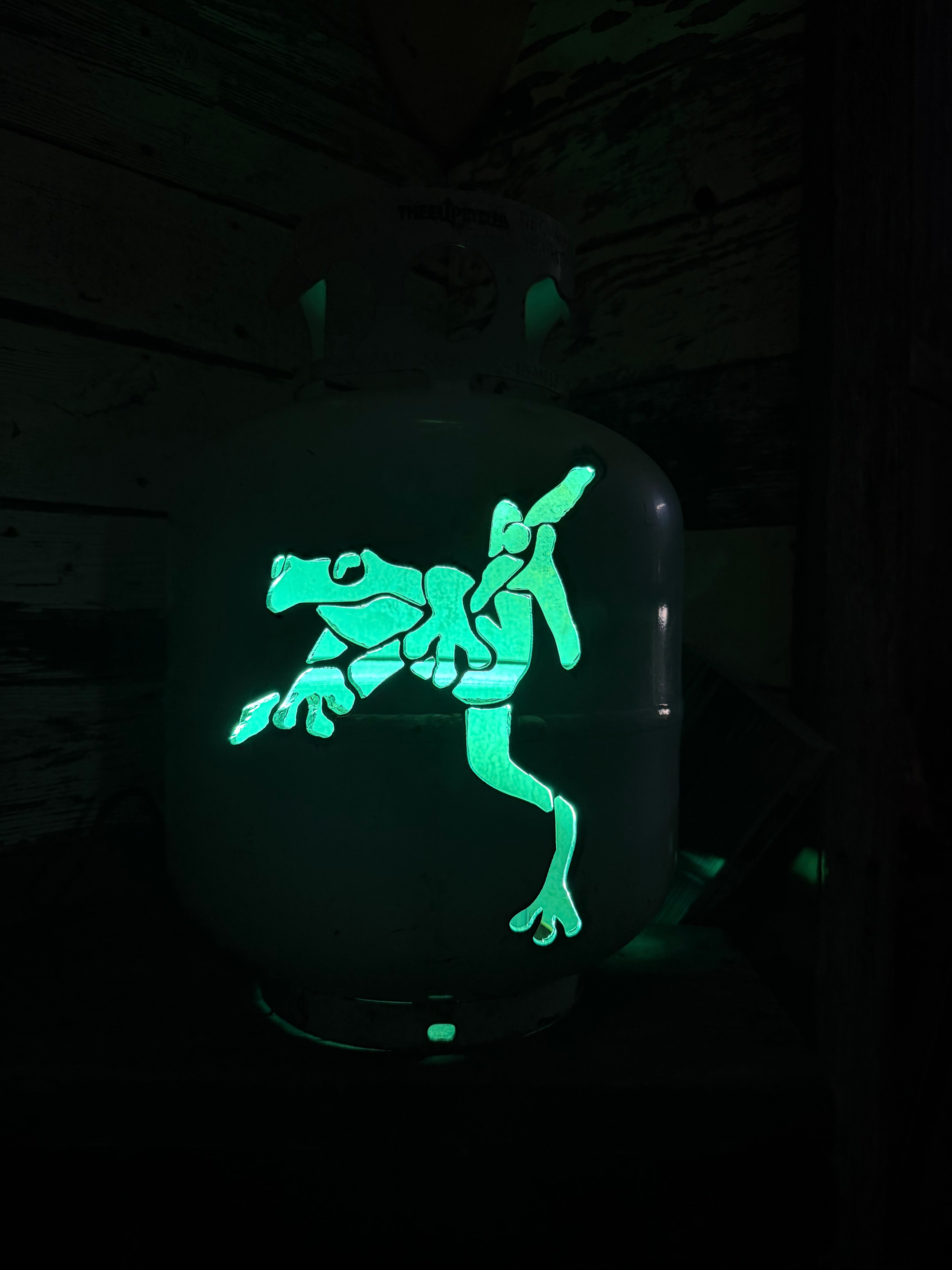 20lb Upcycled Patio Lantern, Sticky Frog Natural Finish