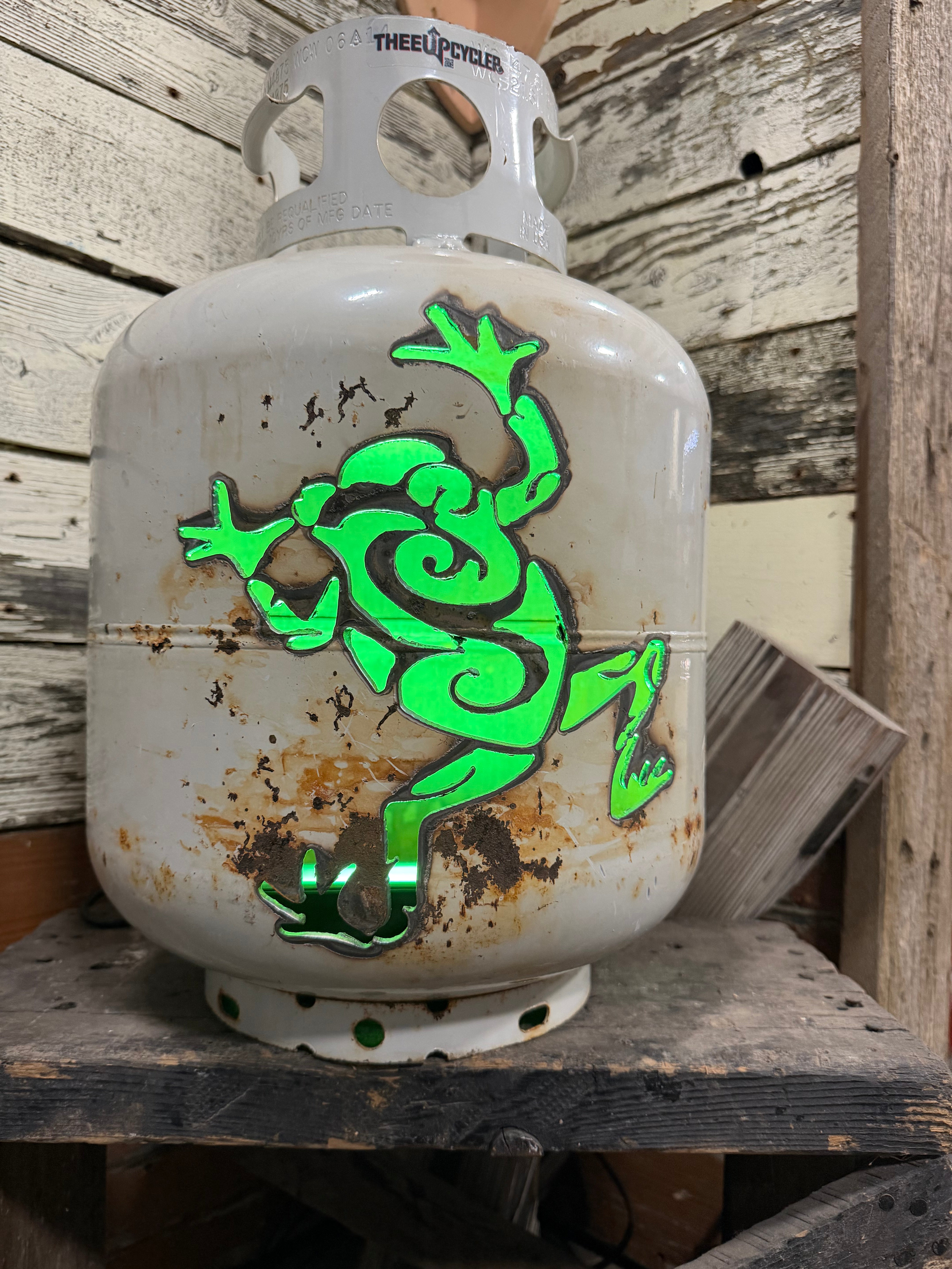 20lb Upcycled Patio Lantern, Frog Unbound Natural Finish