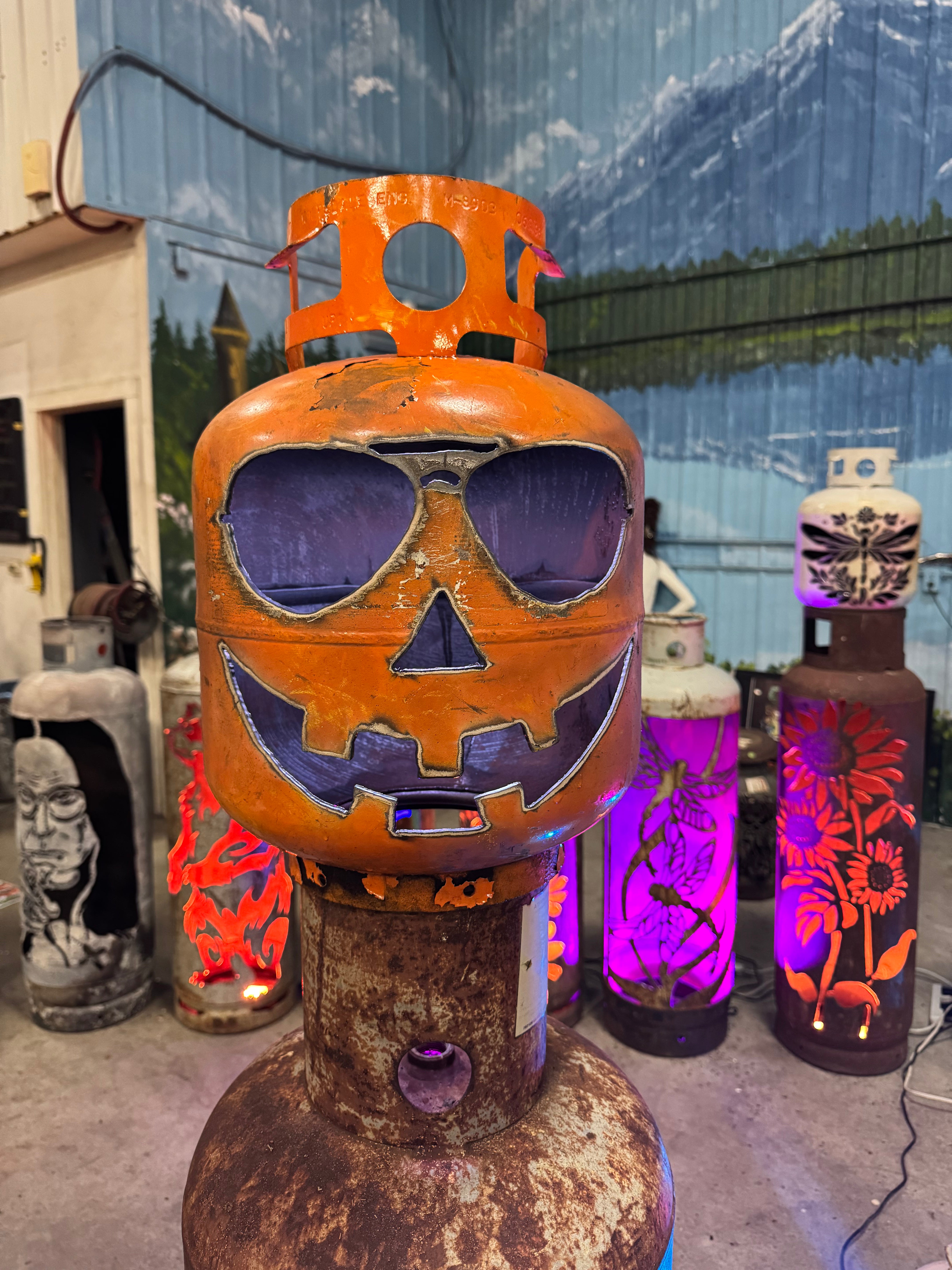 20lb Upcycled Patio Lantern, Cool Ghoul Halloween