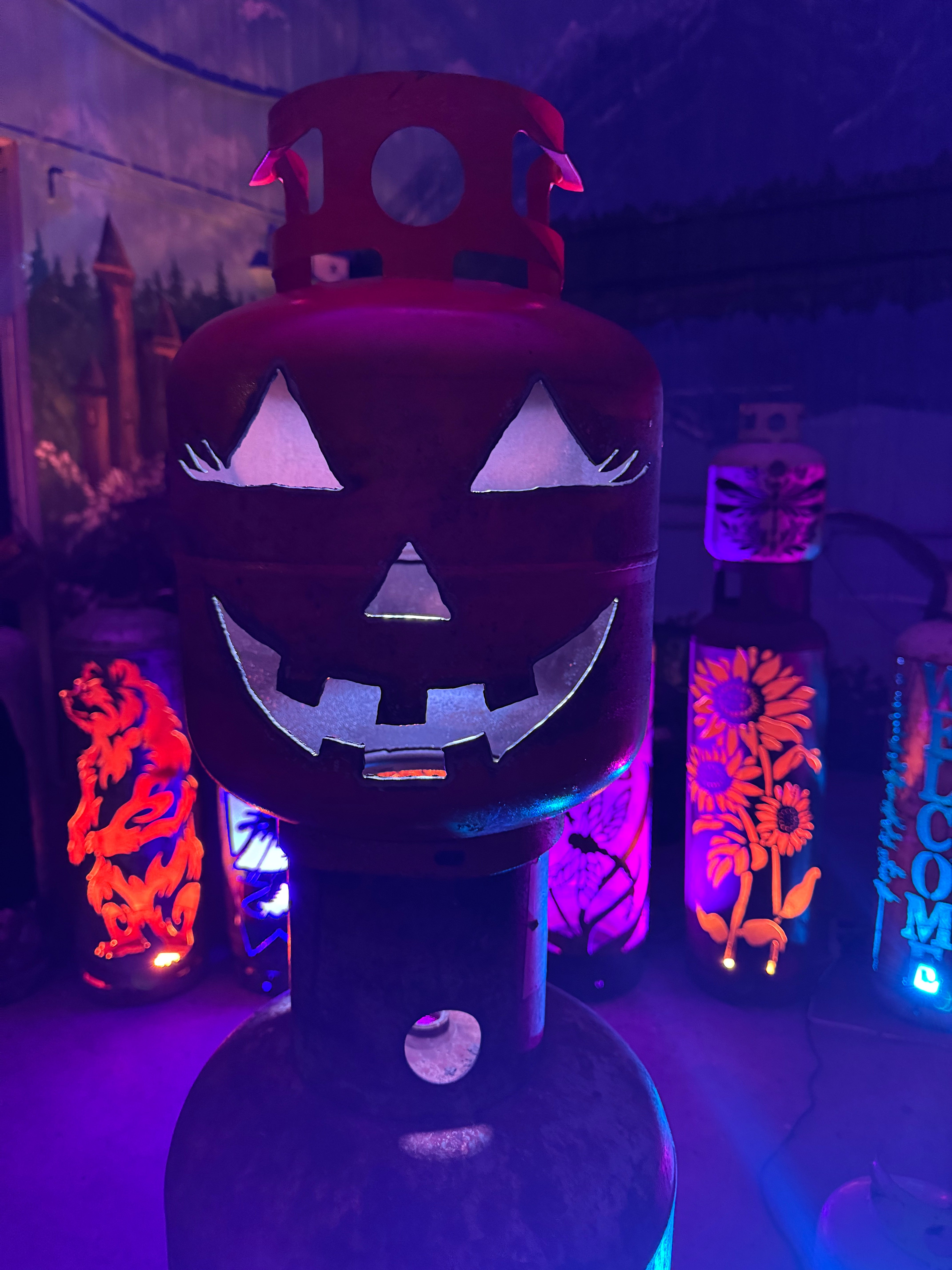 20lb Upcycled Patio Lantern, Pumpkin Queen Halloween