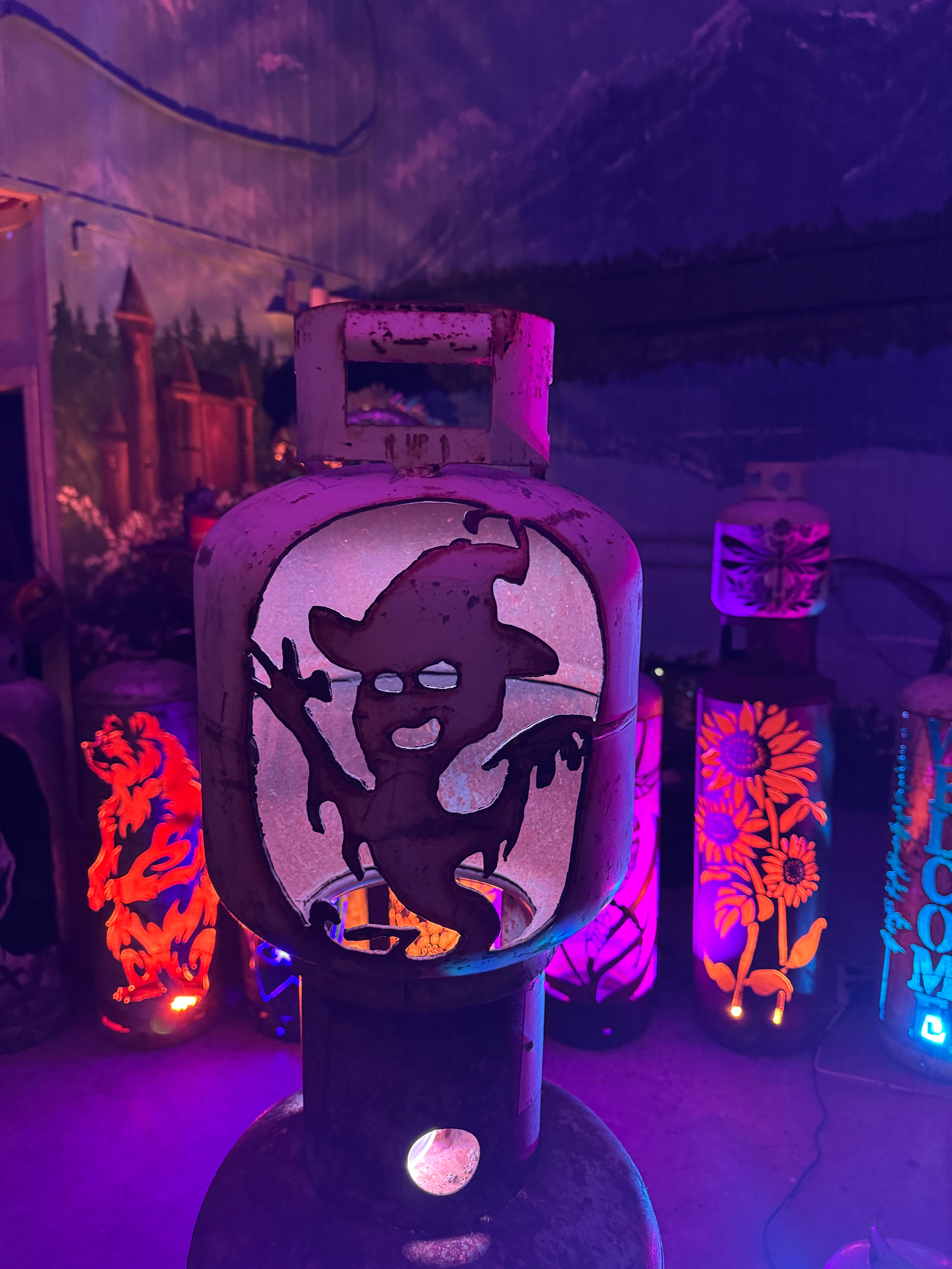 20lb Upcycled Patio Lantern, Spooky Ghost Halloween