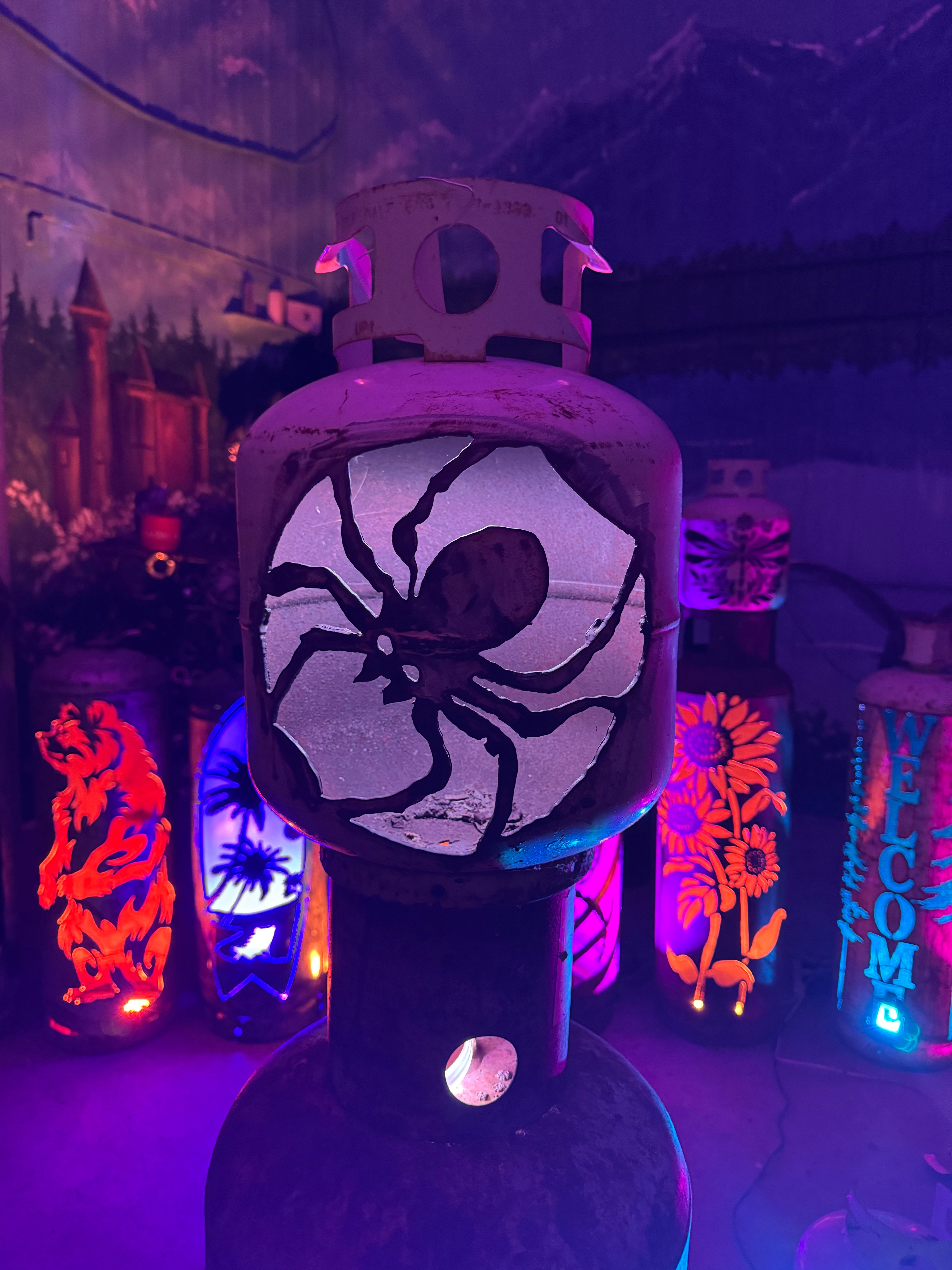 20lb Upcycled Patio Lantern, Spidey Halloween