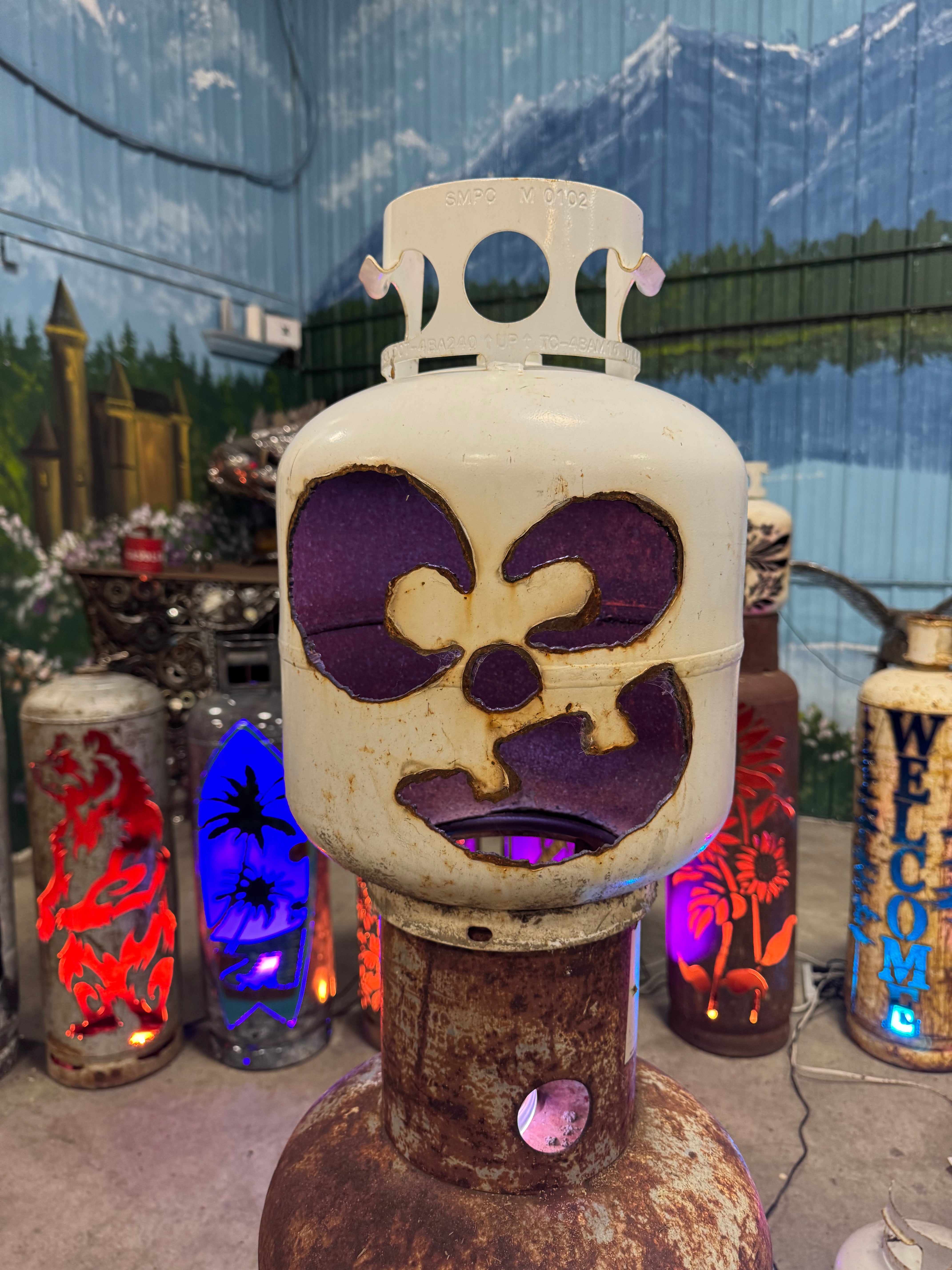 20lb Upcycled Patio Lantern, BoneHead Halloween