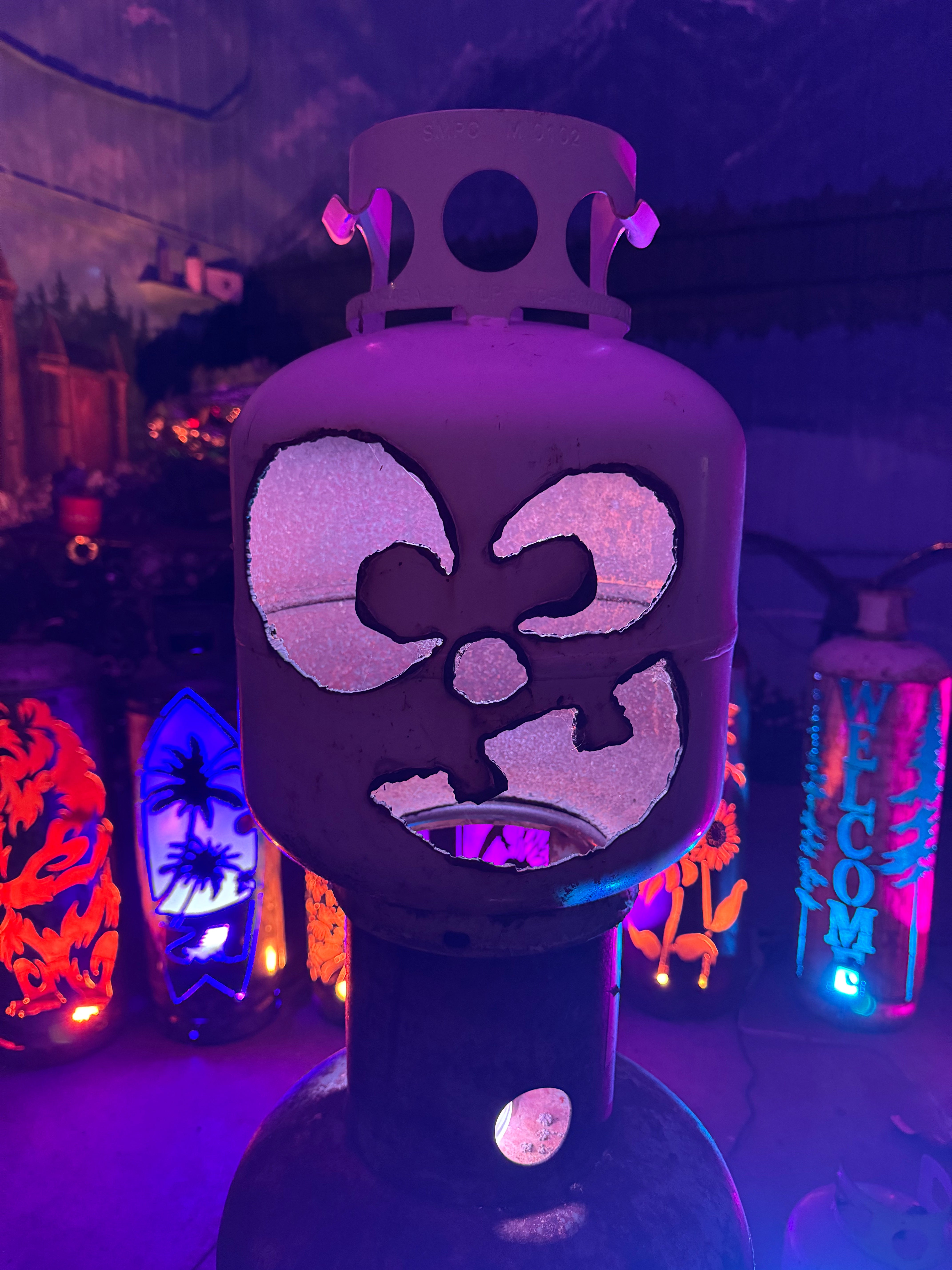 20lb Upcycled Patio Lantern, BoneHead Halloween