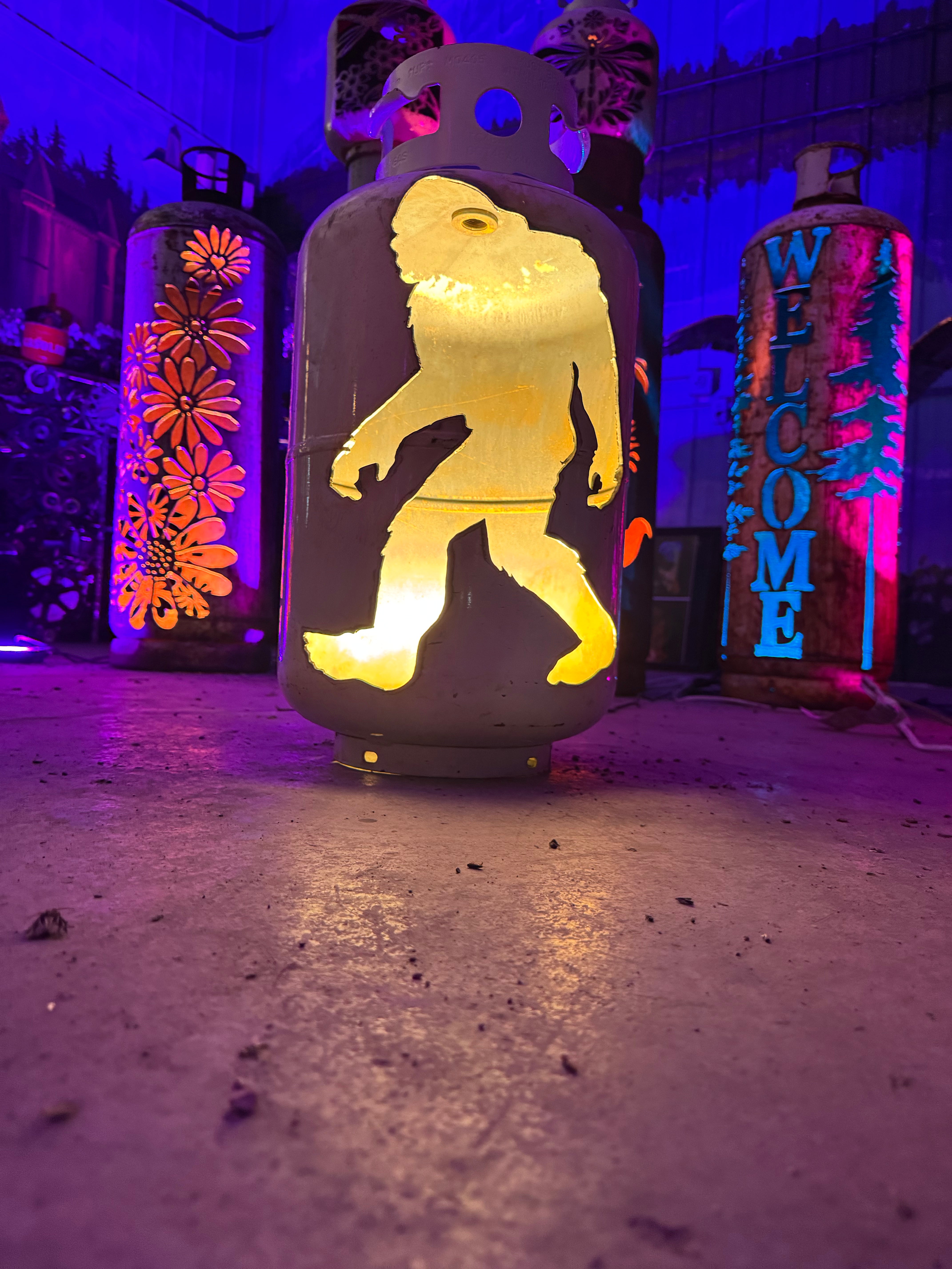 30lb Upcycled Patio Lantern, BigFoot Sasquatch