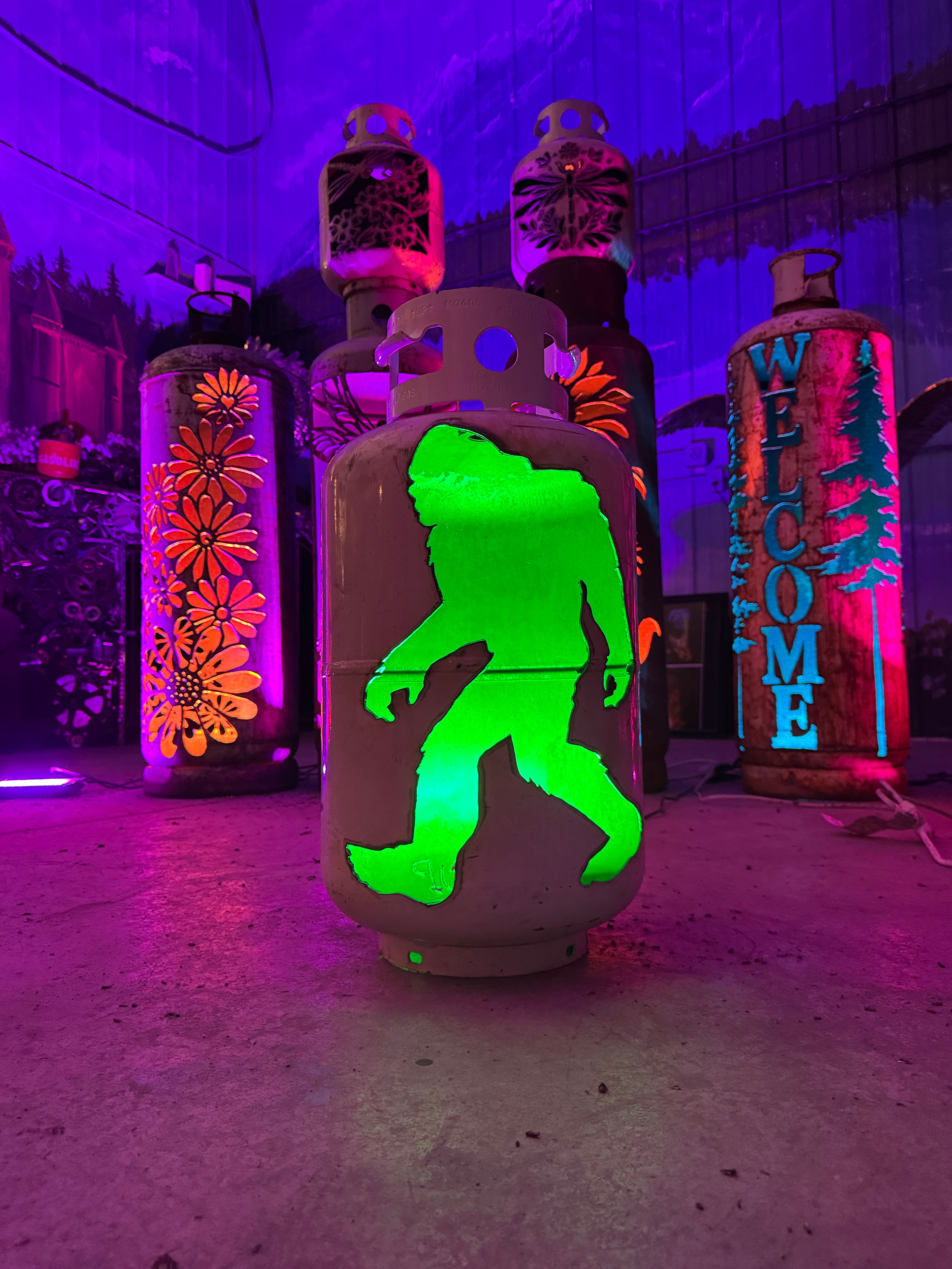 30lb Upcycled Patio Lantern, BigFoot Sasquatch