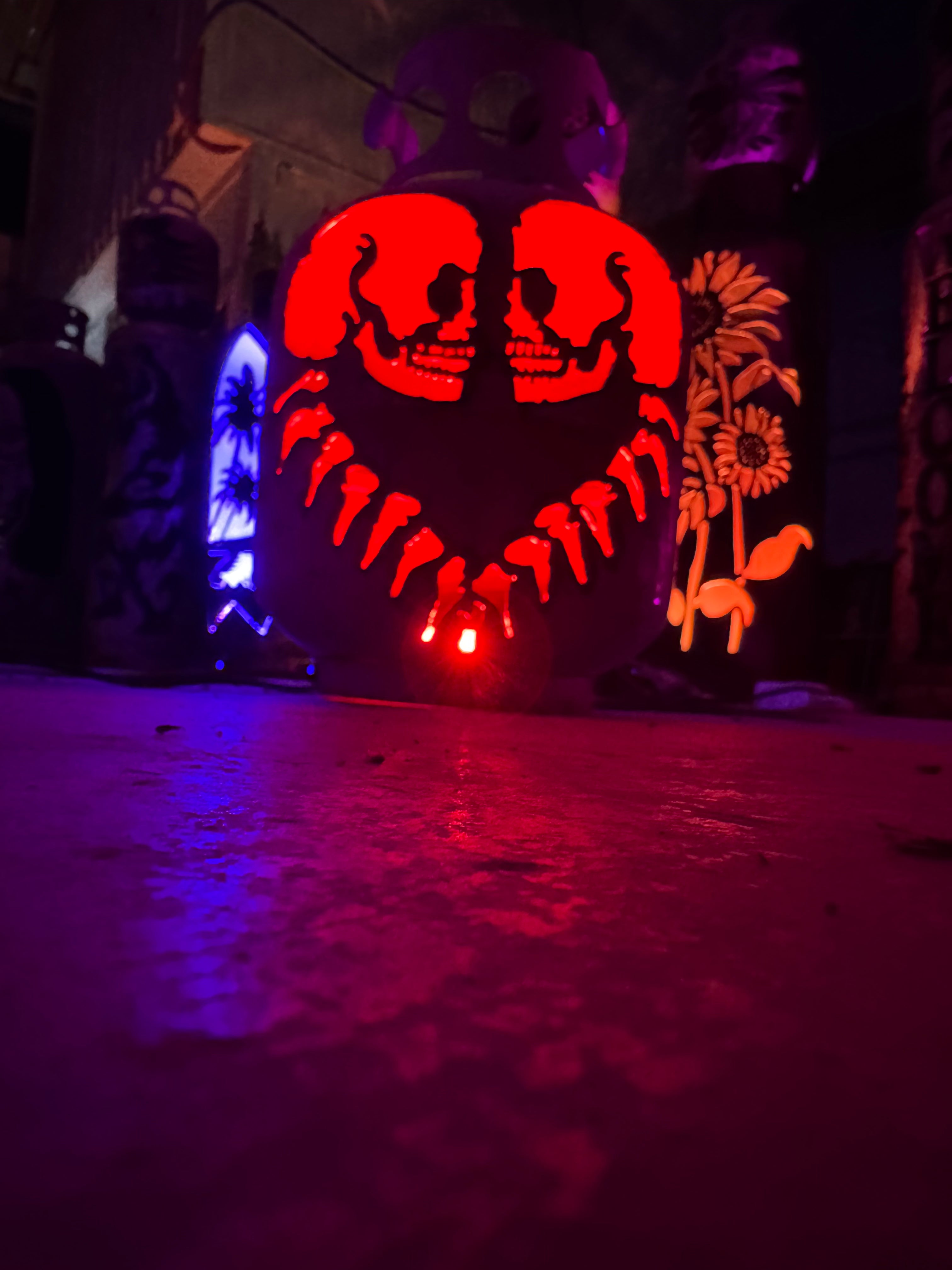 20lb Upcycled Patio Lantern, Bound in Bone Skull Halloween Natural Finish