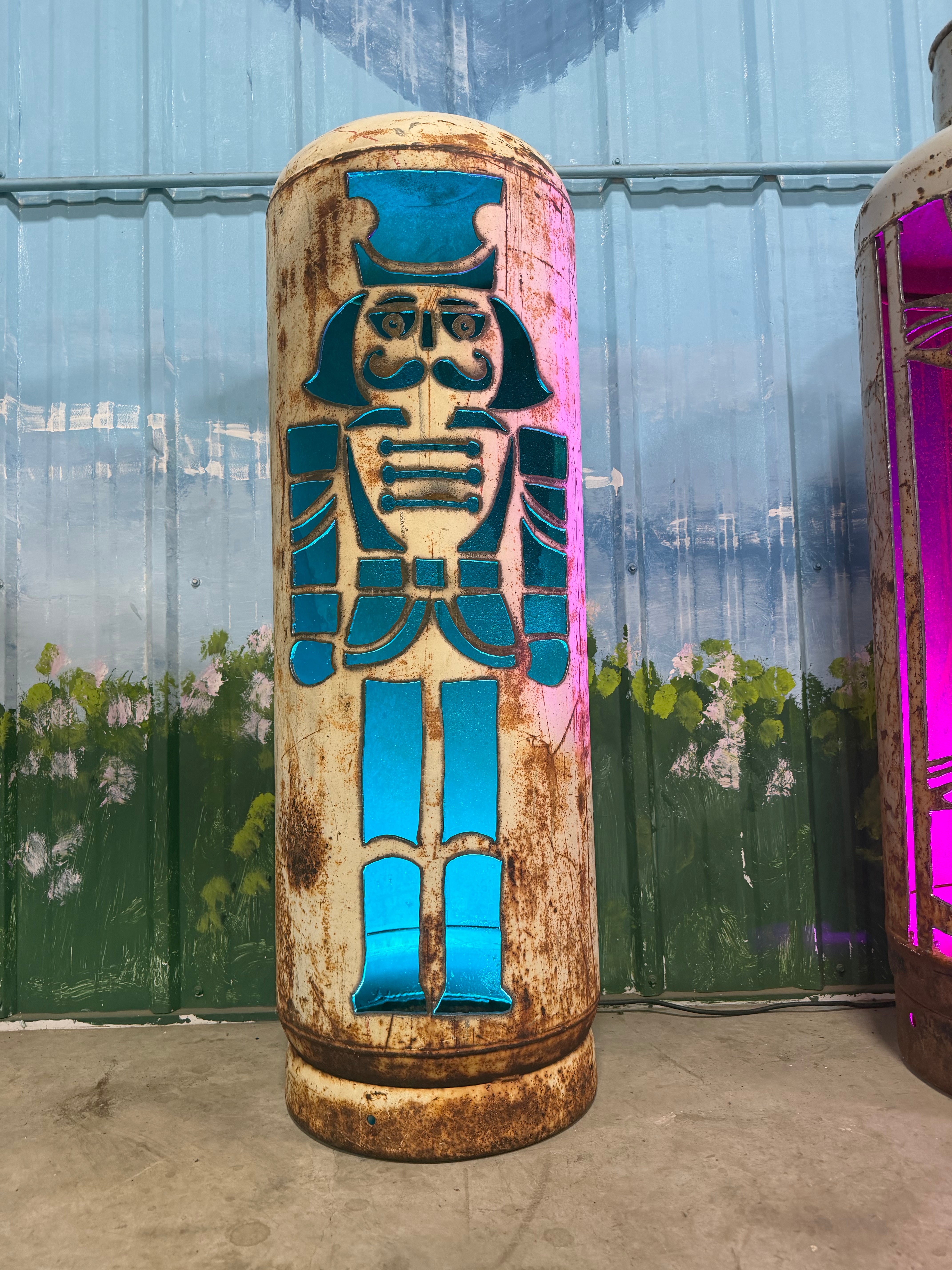 100lb Upcycled Patio Lantern, Nutcracker Single Patina