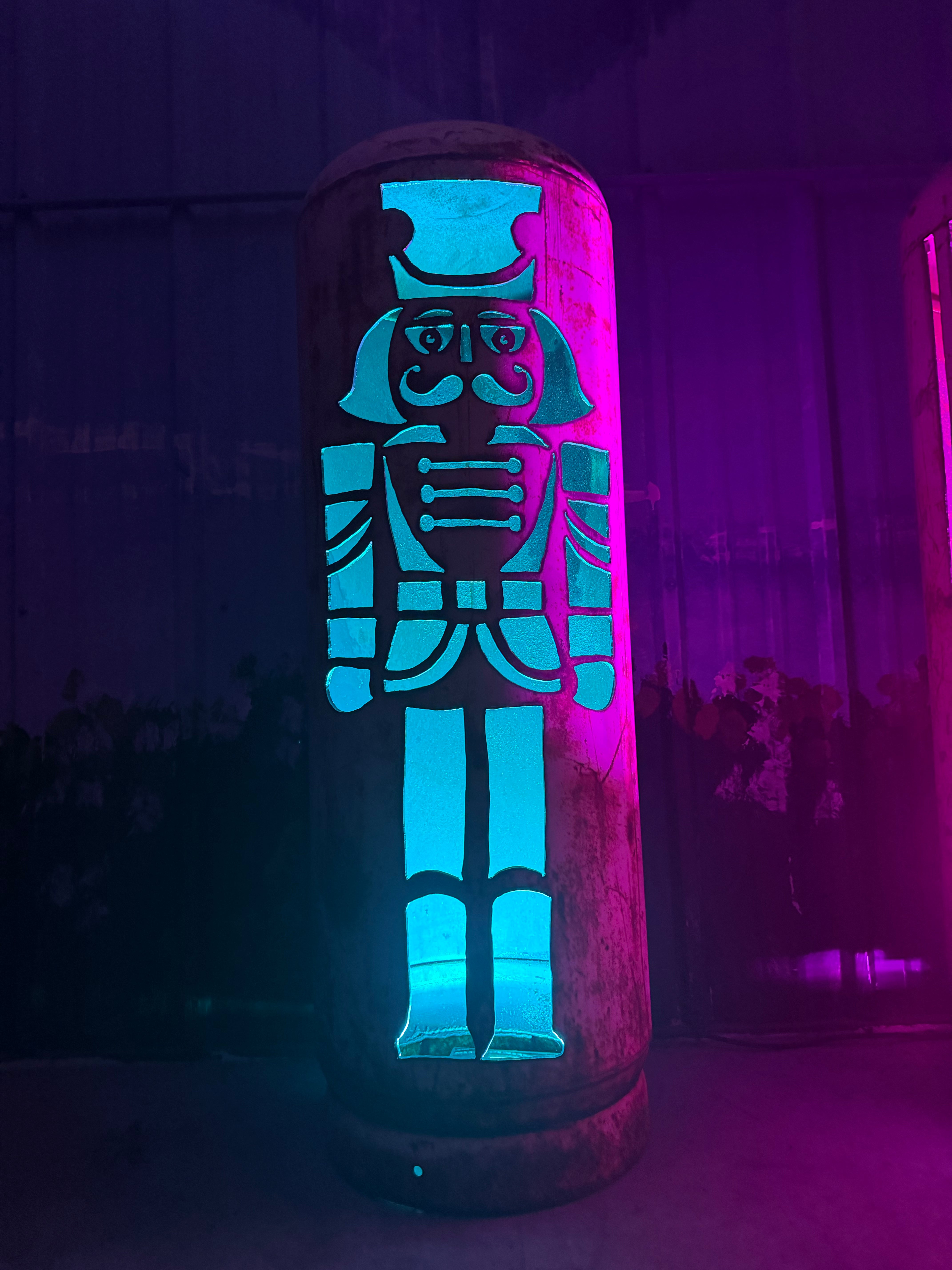 100lb Upcycled Patio Lantern, Nutcracker Single Patina