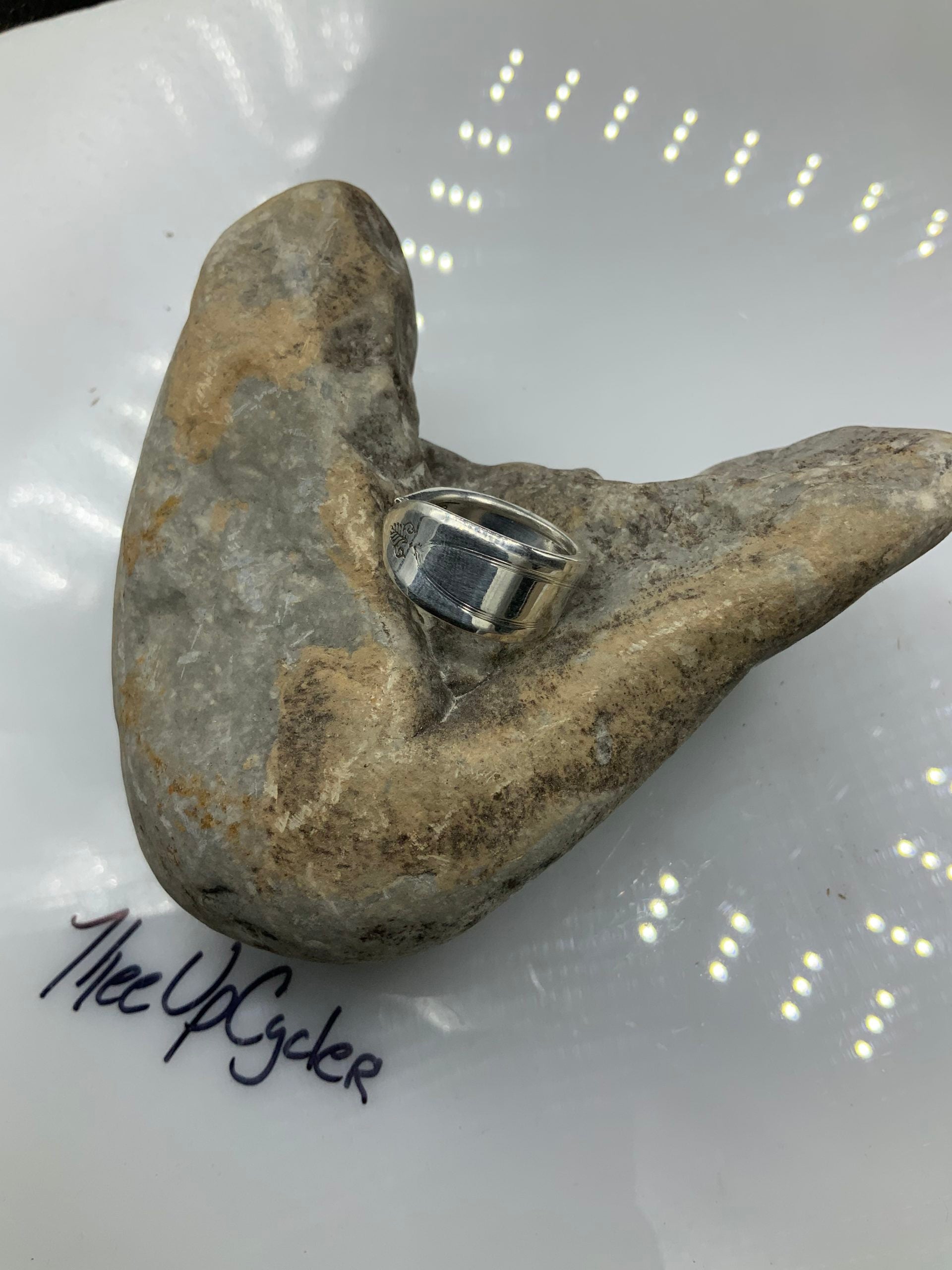 Ring 54-56 - Silver Oval Ring - Size 7