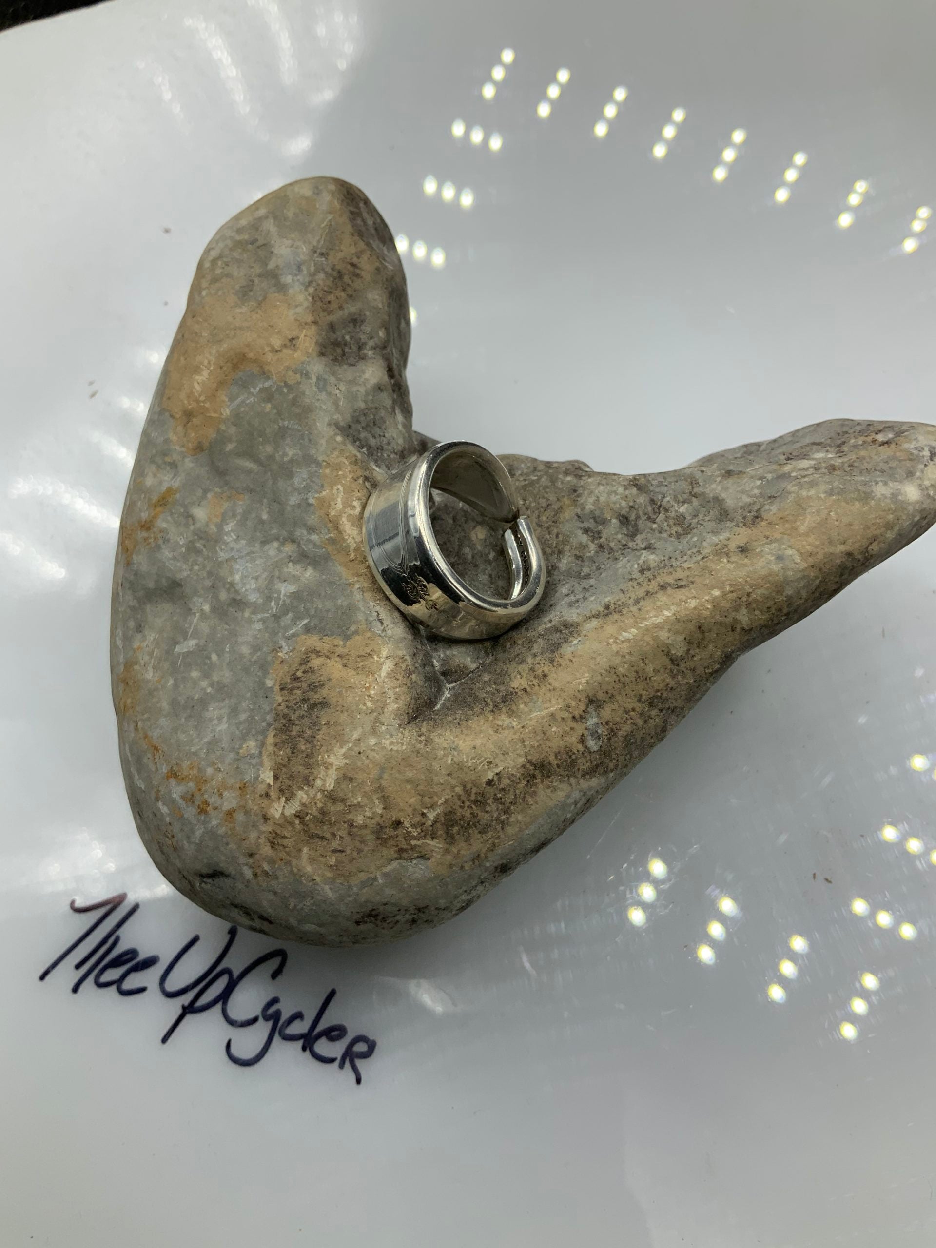 Ring 54-56 - Silver Oval Ring - Size 7