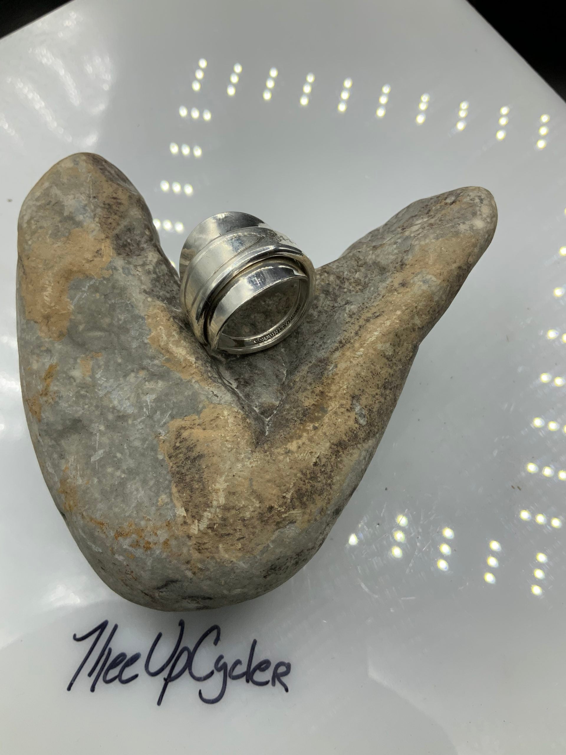 Ring 138 - Community Silver Plate Spoon Ring Polished Size 10