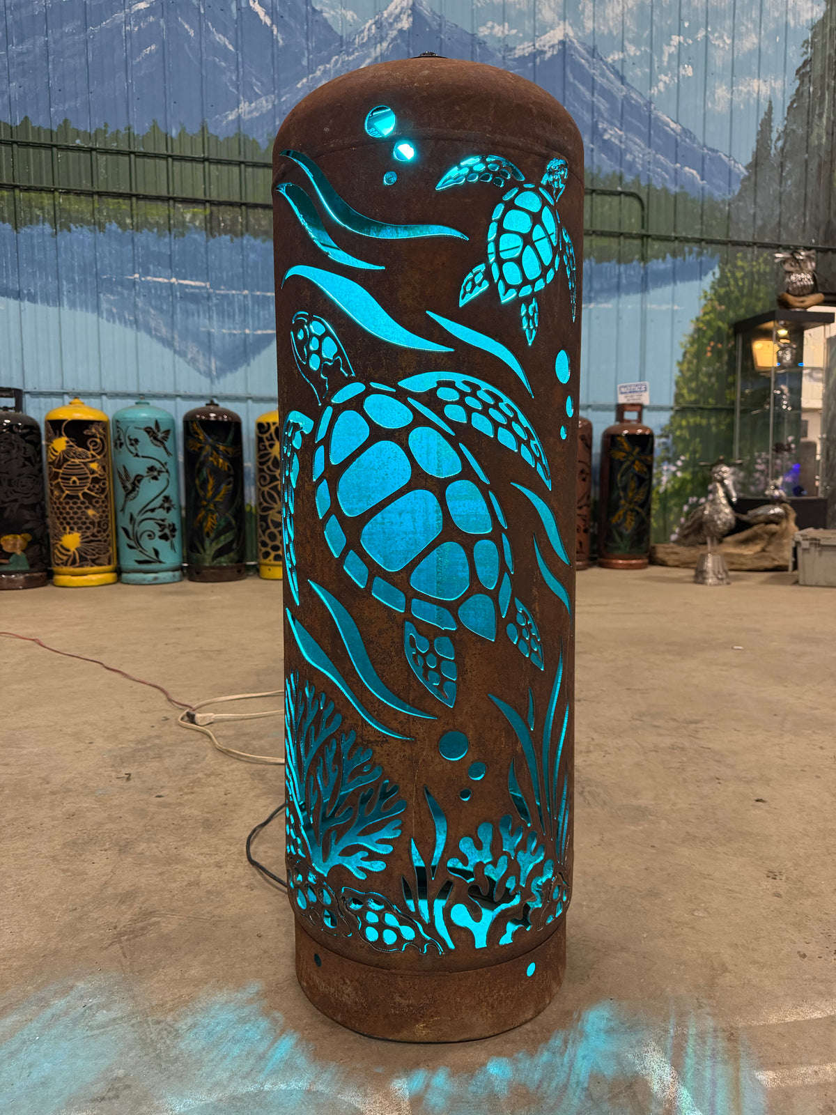 100lb Upcycled Patio Lantern, Generations Sea Turtles