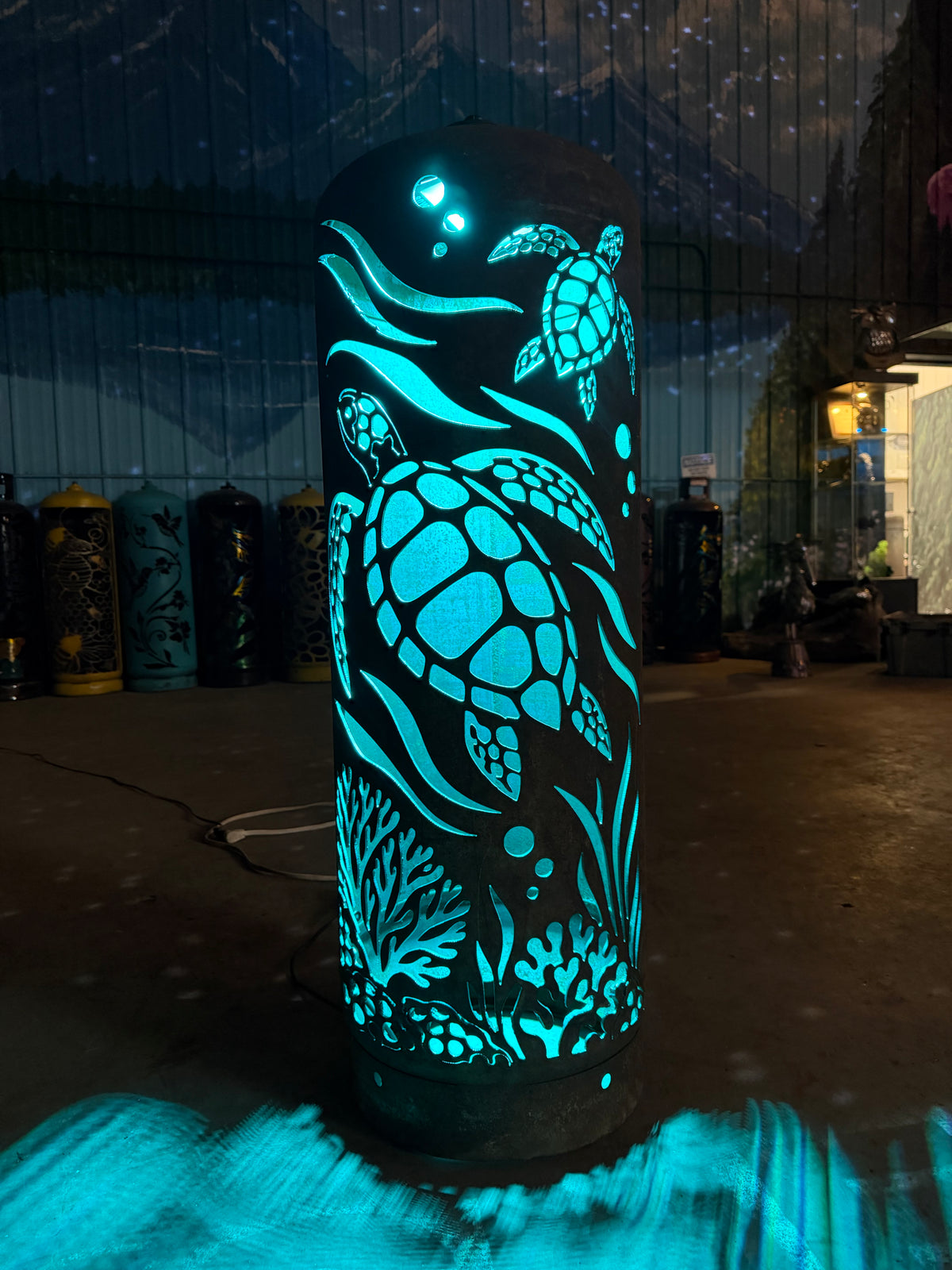 100lb Upcycled Patio Lantern, Generations Sea Turtles