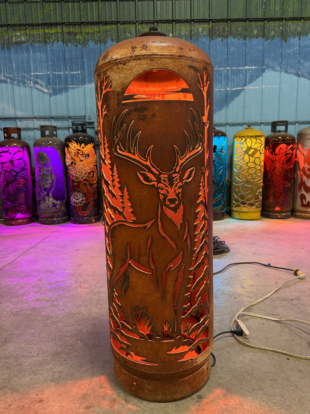 100lb Upcycled Patio Lantern, Back Forty Deer
