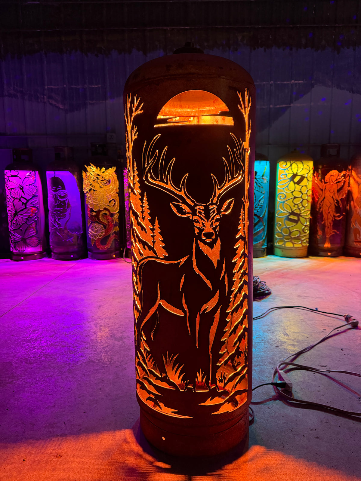 100lb Upcycled Patio Lantern, Back Forty Deer