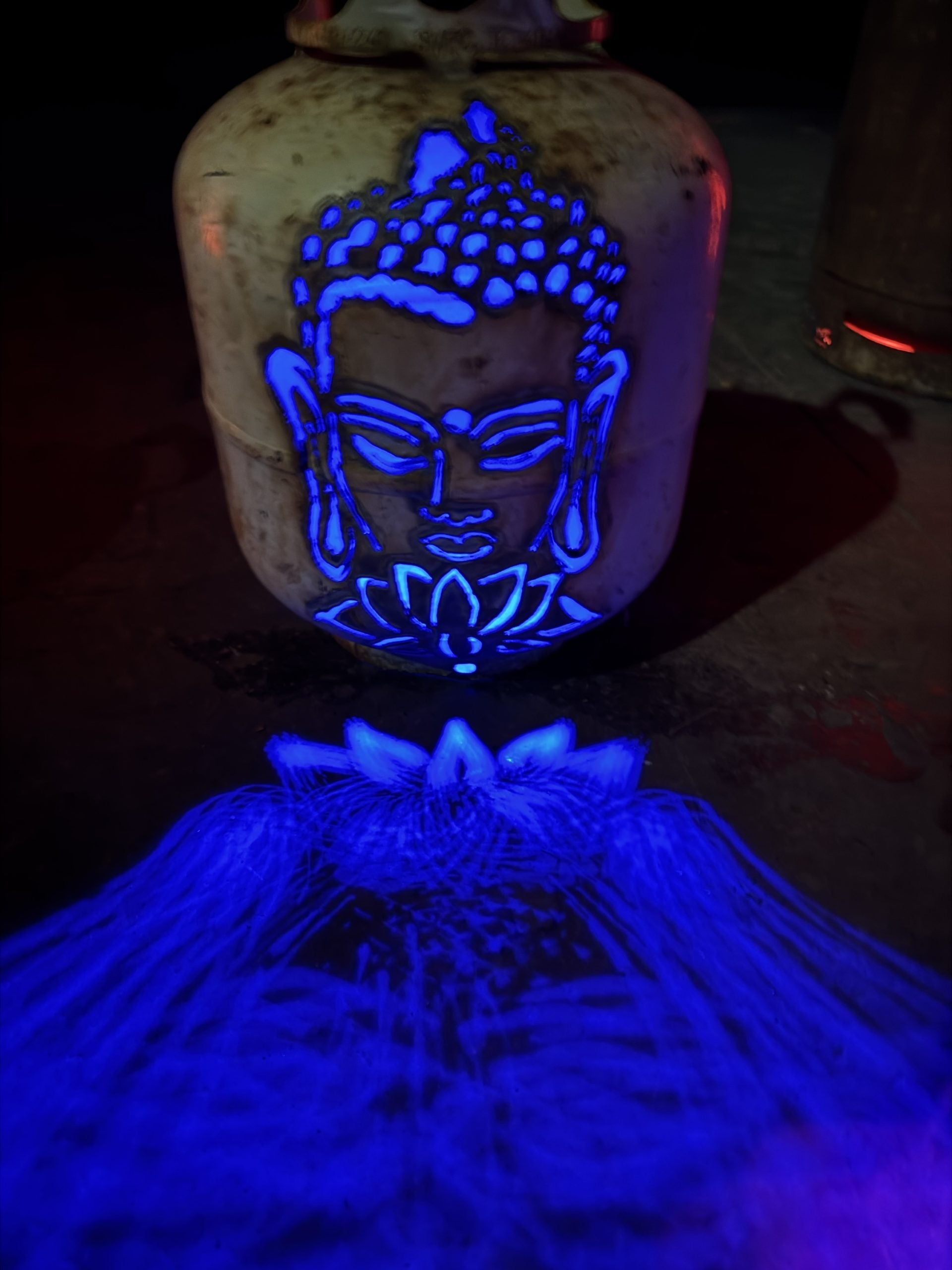 20lb Upcycled Patio Lantern, Buddha Head