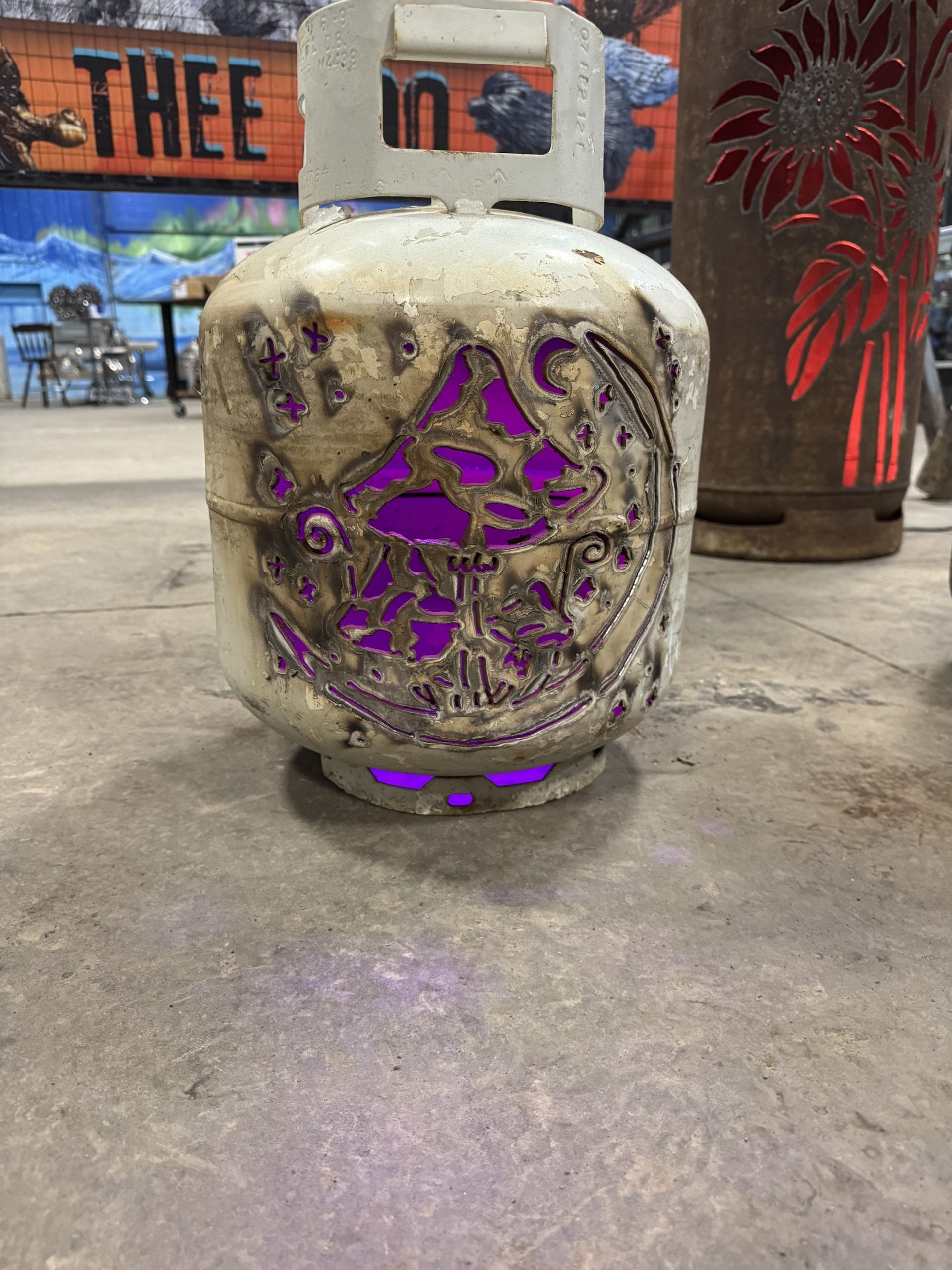 20lb Upcycled Patio Lantern, Magical Mushrooms