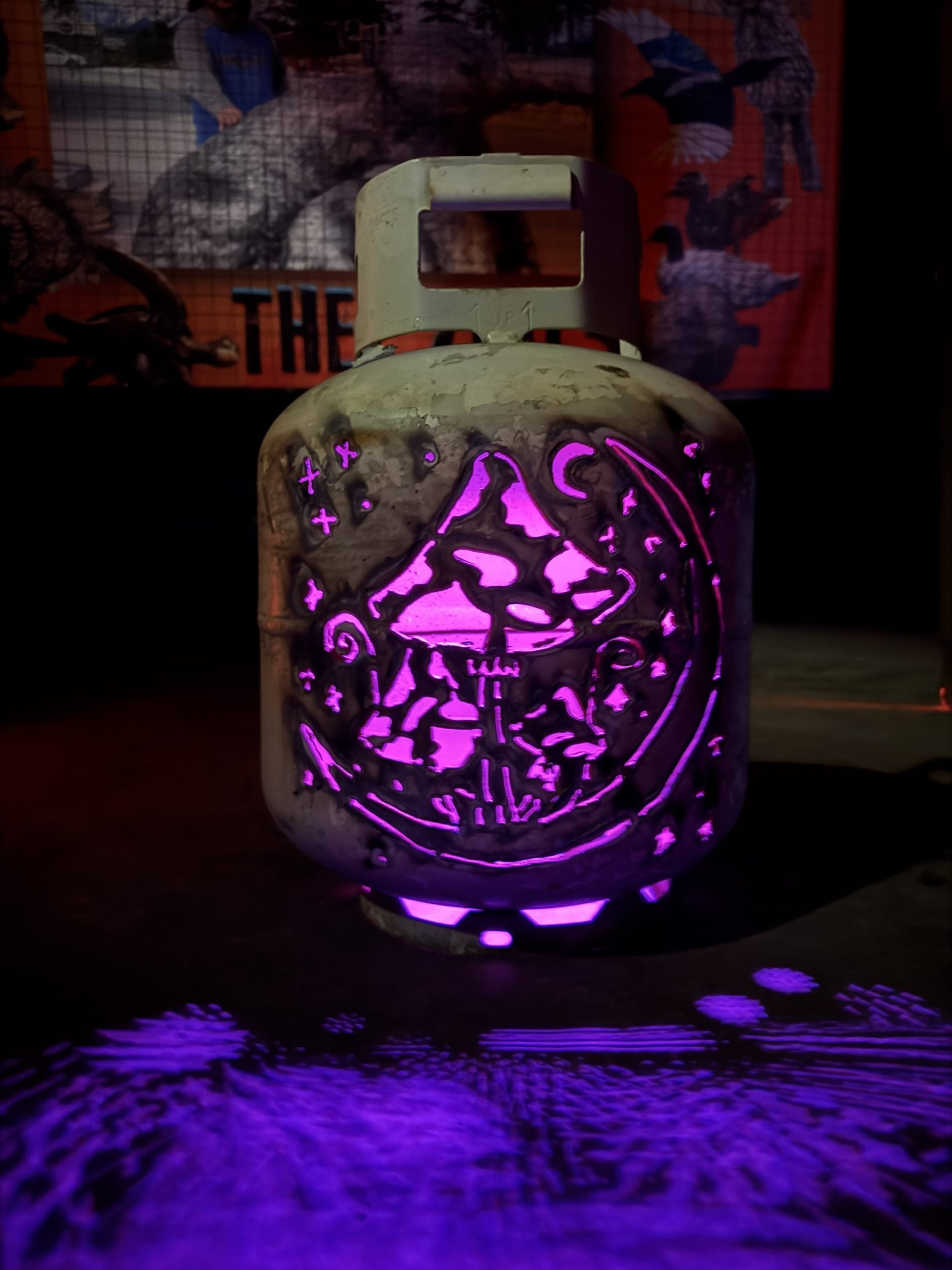 20lb Upcycled Patio Lantern, Magical Mushrooms