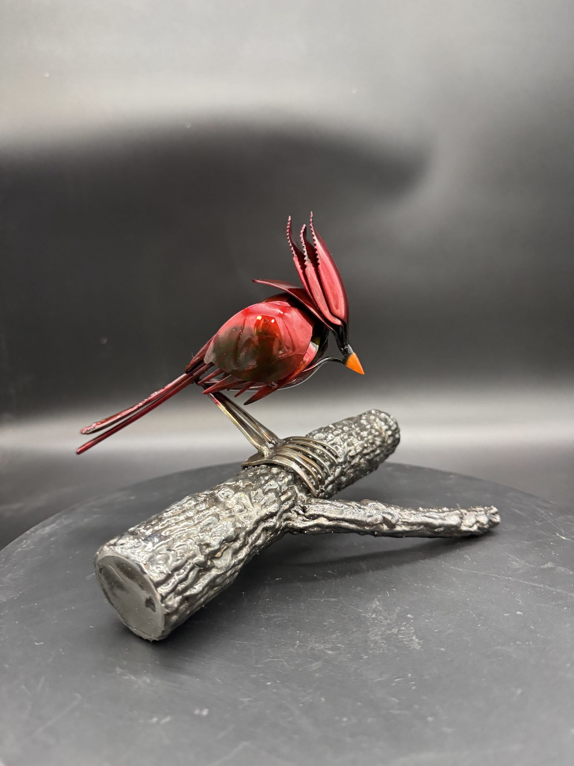 TheeUpCycled Art, Single Cardinal Perched on a Branch