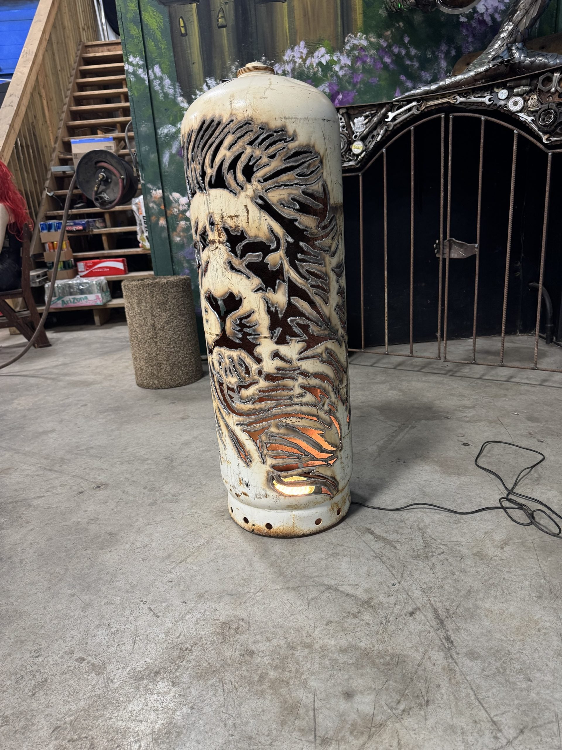 100lb Upcycled Patio Lantern, Lion