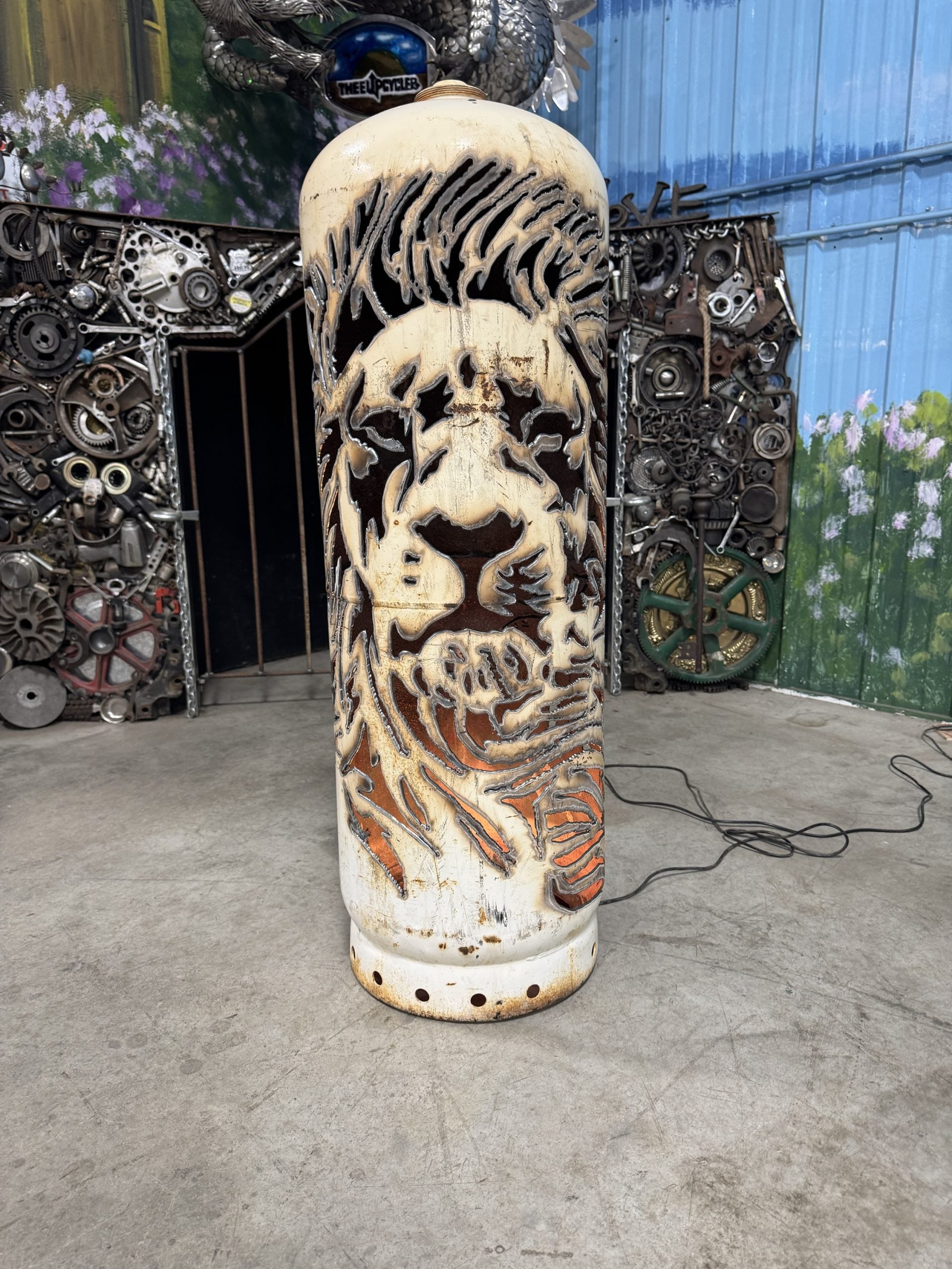 100lb Upcycled Patio Lantern, Lion