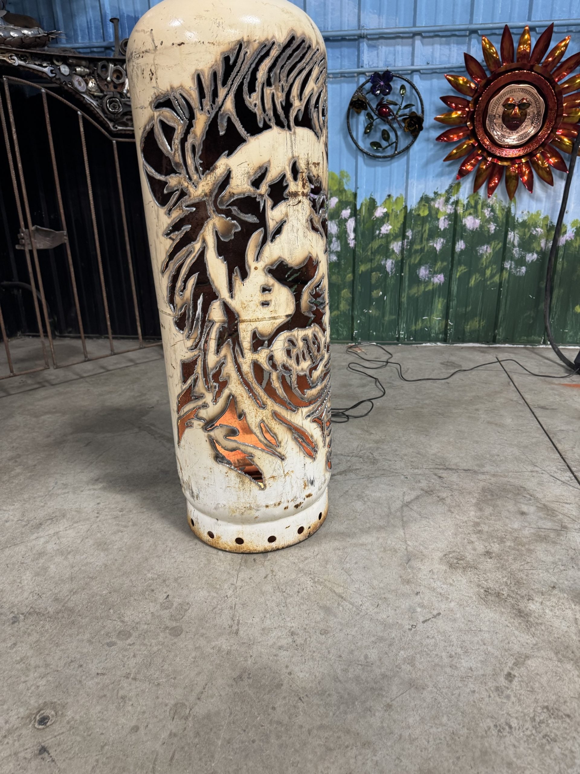 100lb Upcycled Patio Lantern, Lion