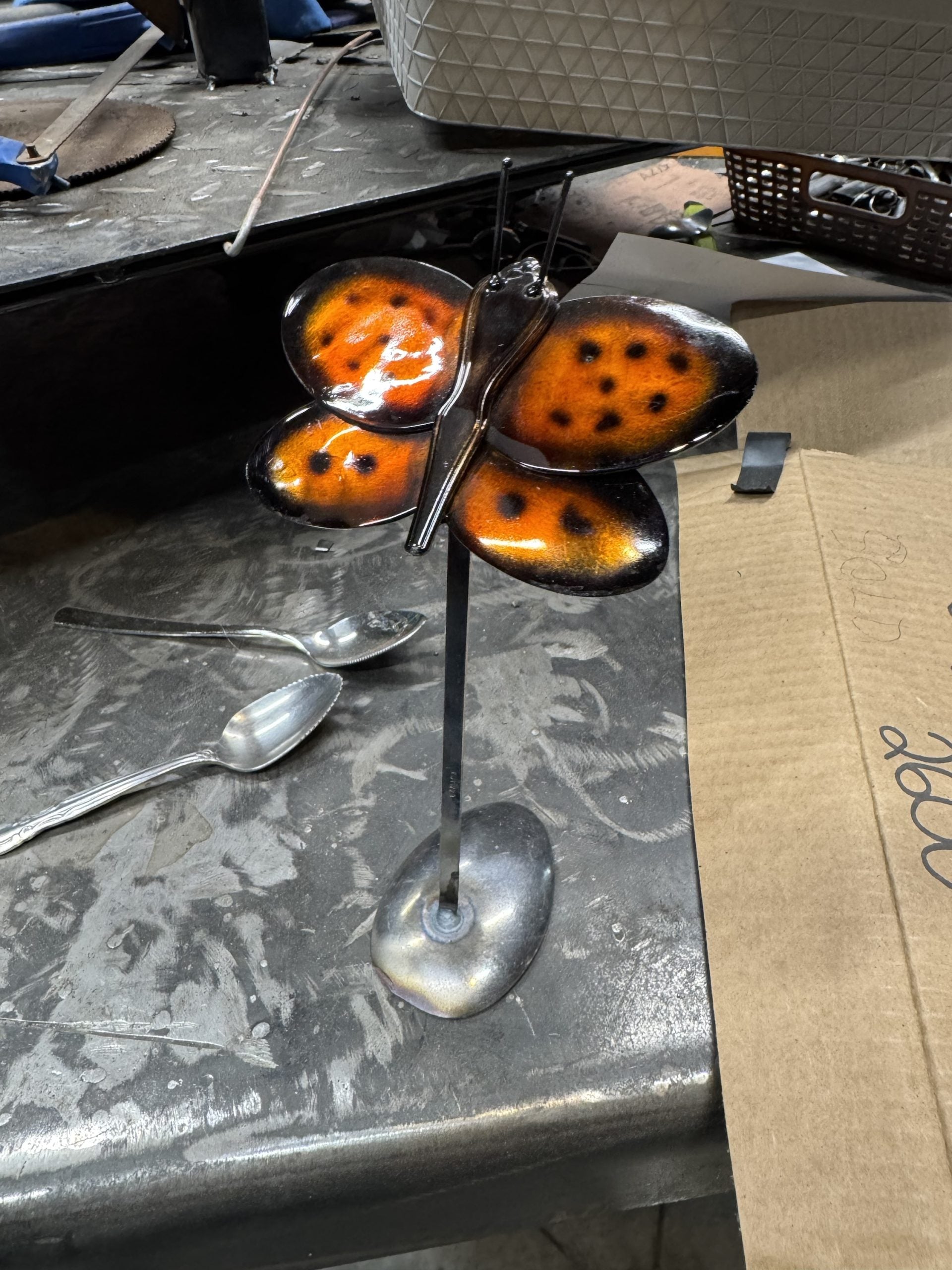 TheeUpCycled Art, Spoon Butterfly with Patina Finish
