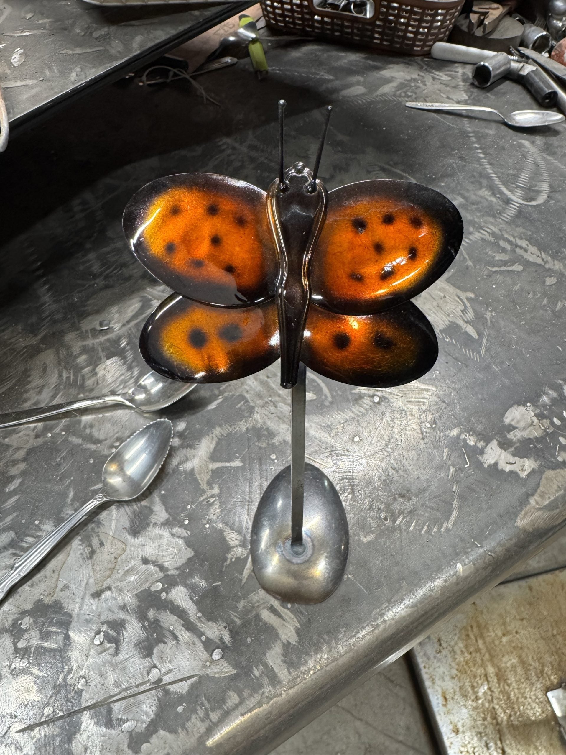 TheeUpCycled Art, Spoon Butterfly with Patina Finish