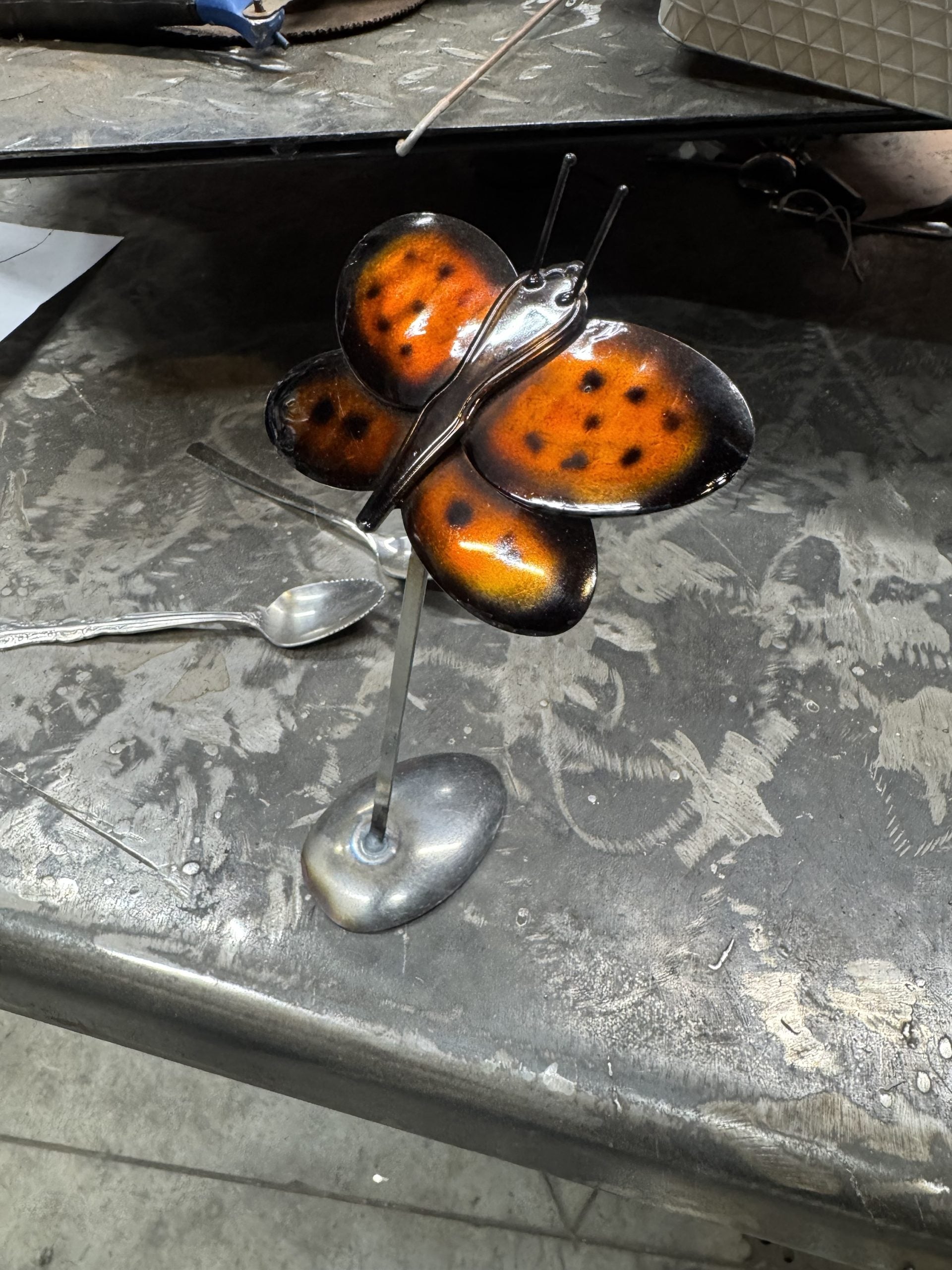 TheeUpCycled Art, Spoon Butterfly with Patina Finish