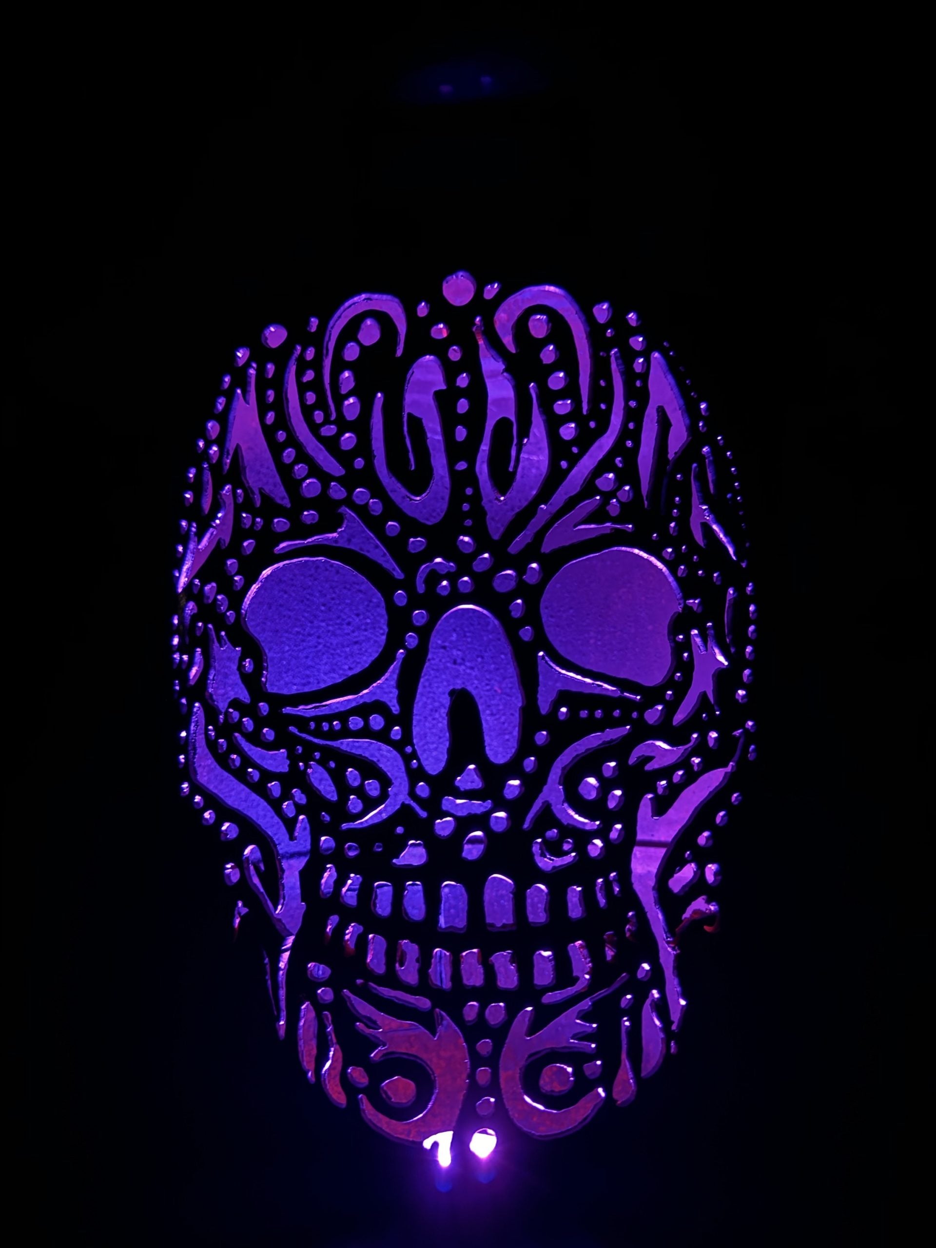 30lb Upcycled Patio Lantern, Sugar Skull