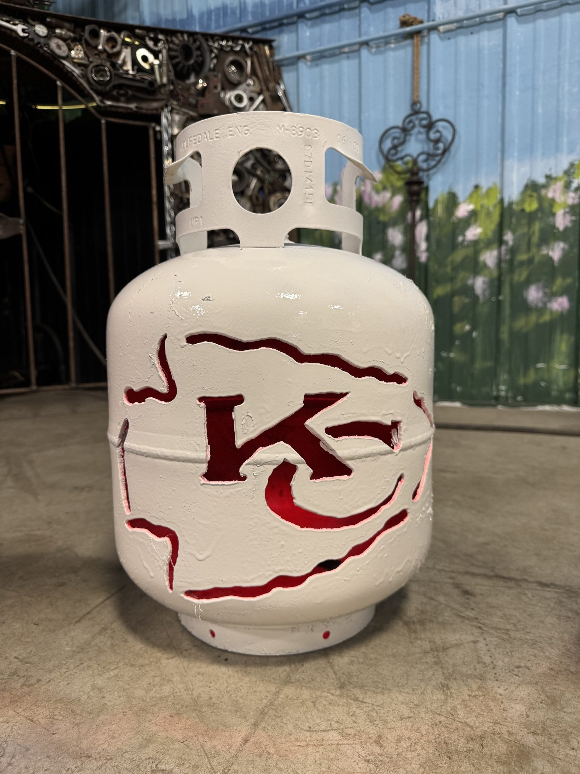20lb Upcycled Patio Lantern, Kansas City Chiefs