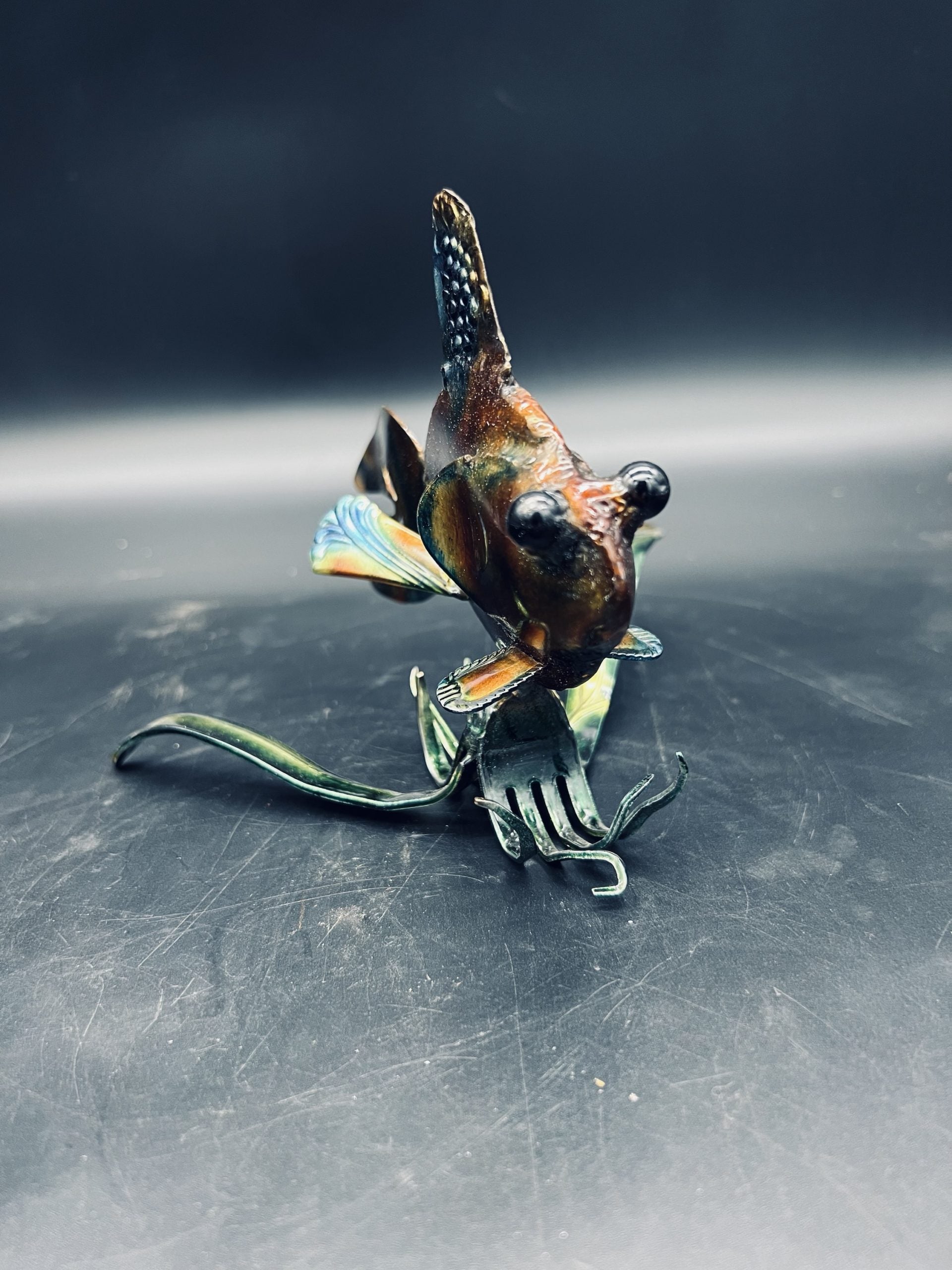 TheeUpCycled Art, Goldfish with Fork Seaweed