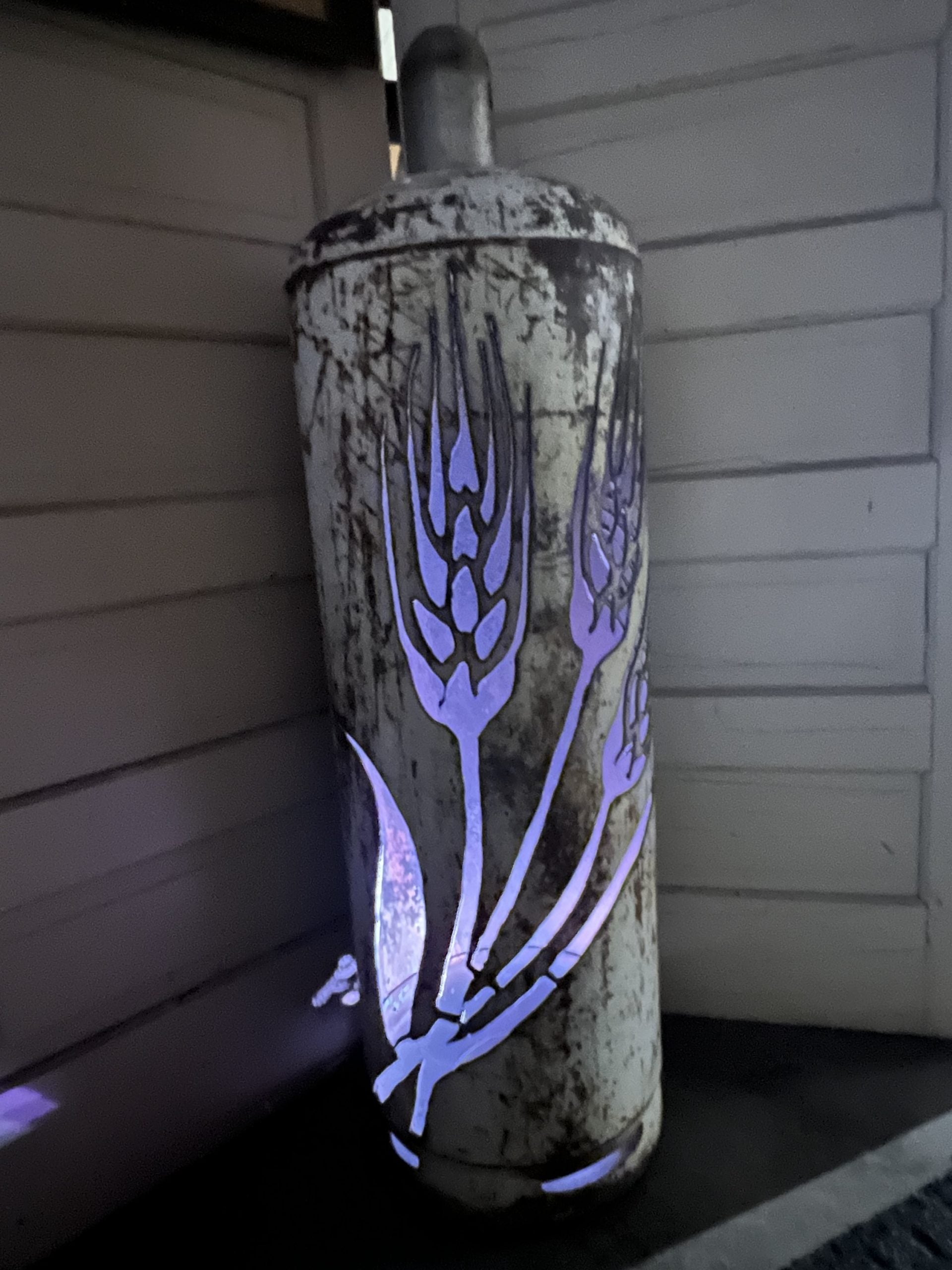 100lb Upcycled Patio Lantern, Three Wheat Standing Tall