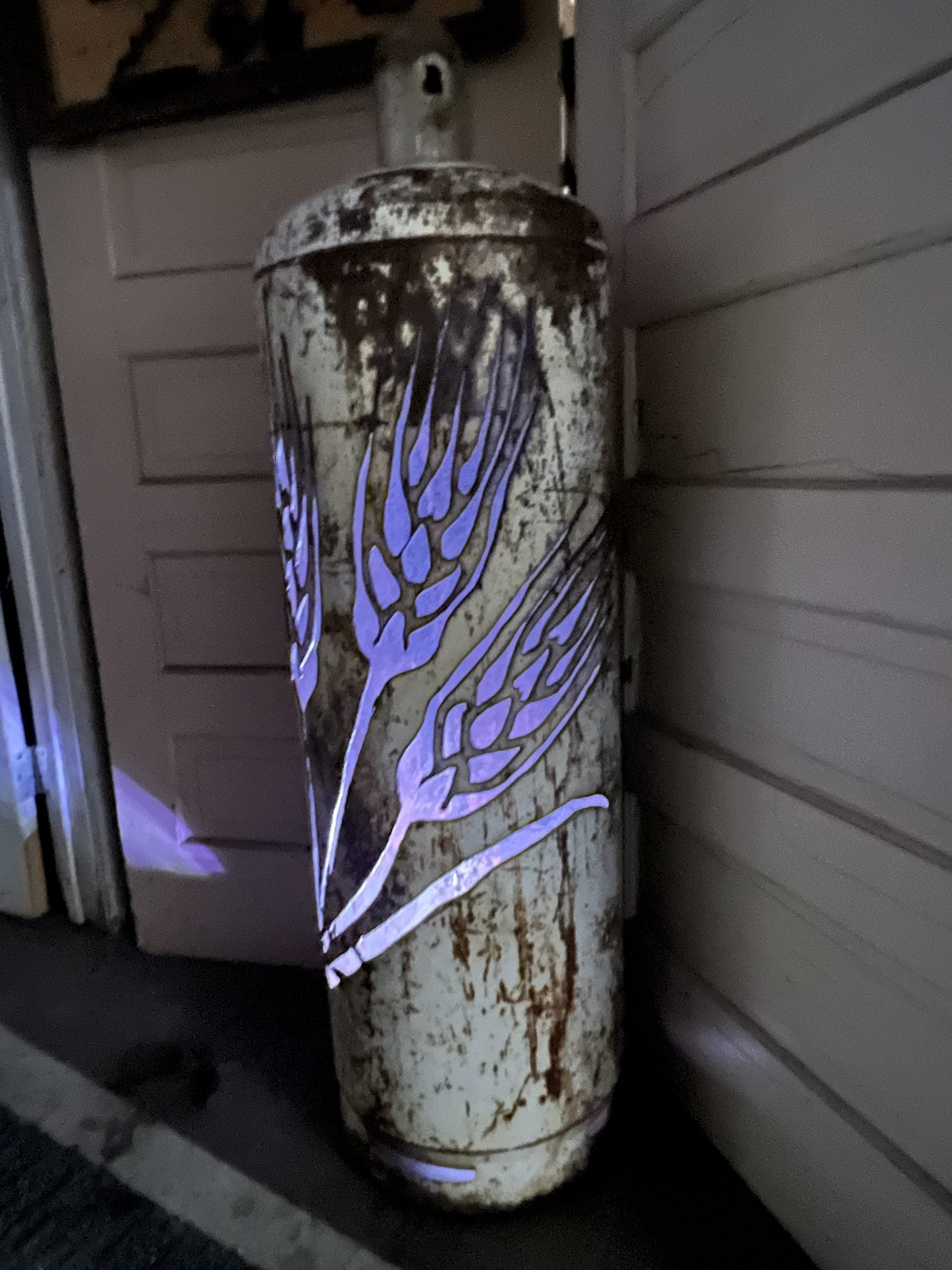 100lb Upcycled Patio Lantern, Three Wheat Standing Tall
