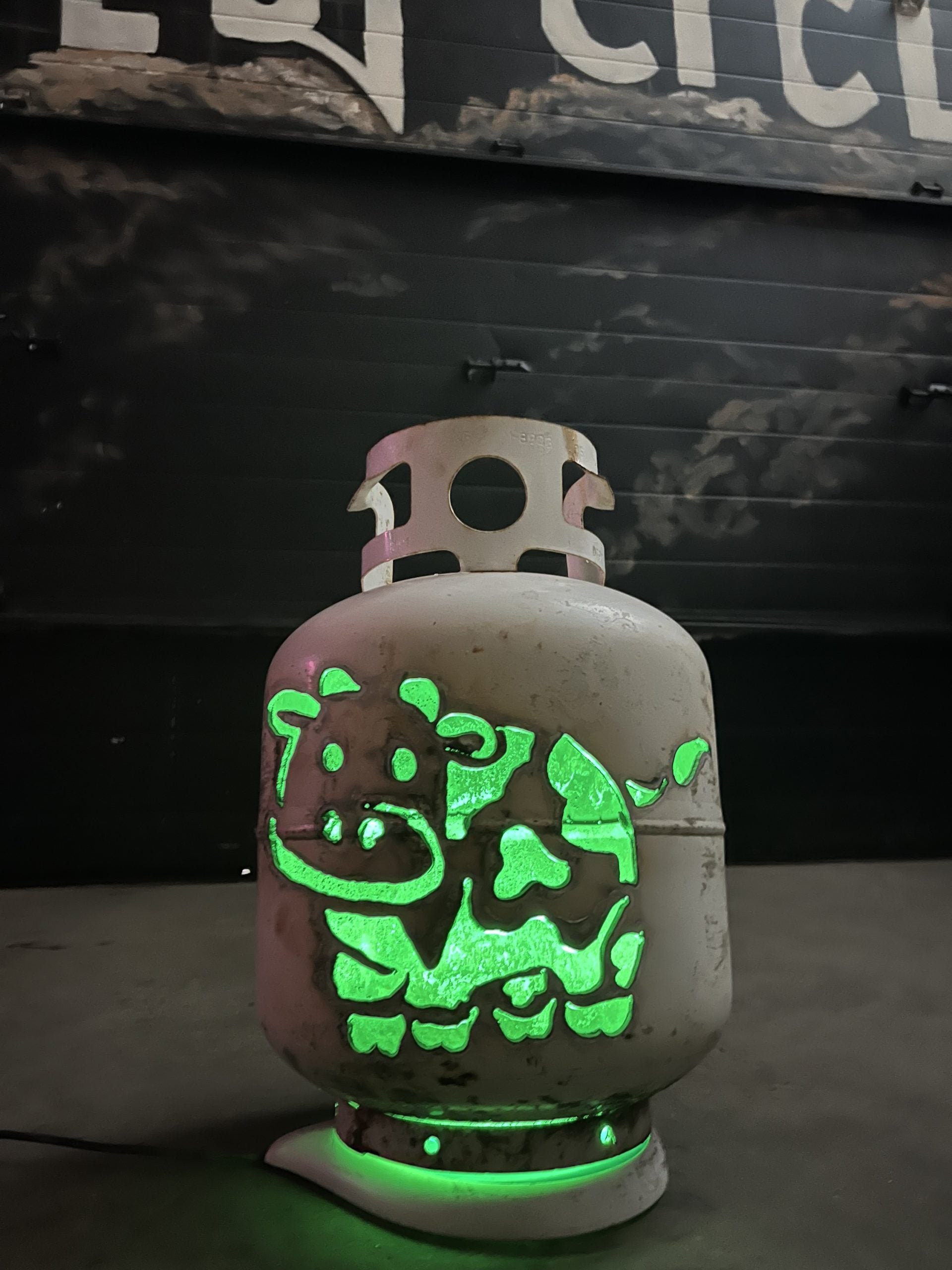 20lb Upcycled Patio Lantern, Moo Moo Cow