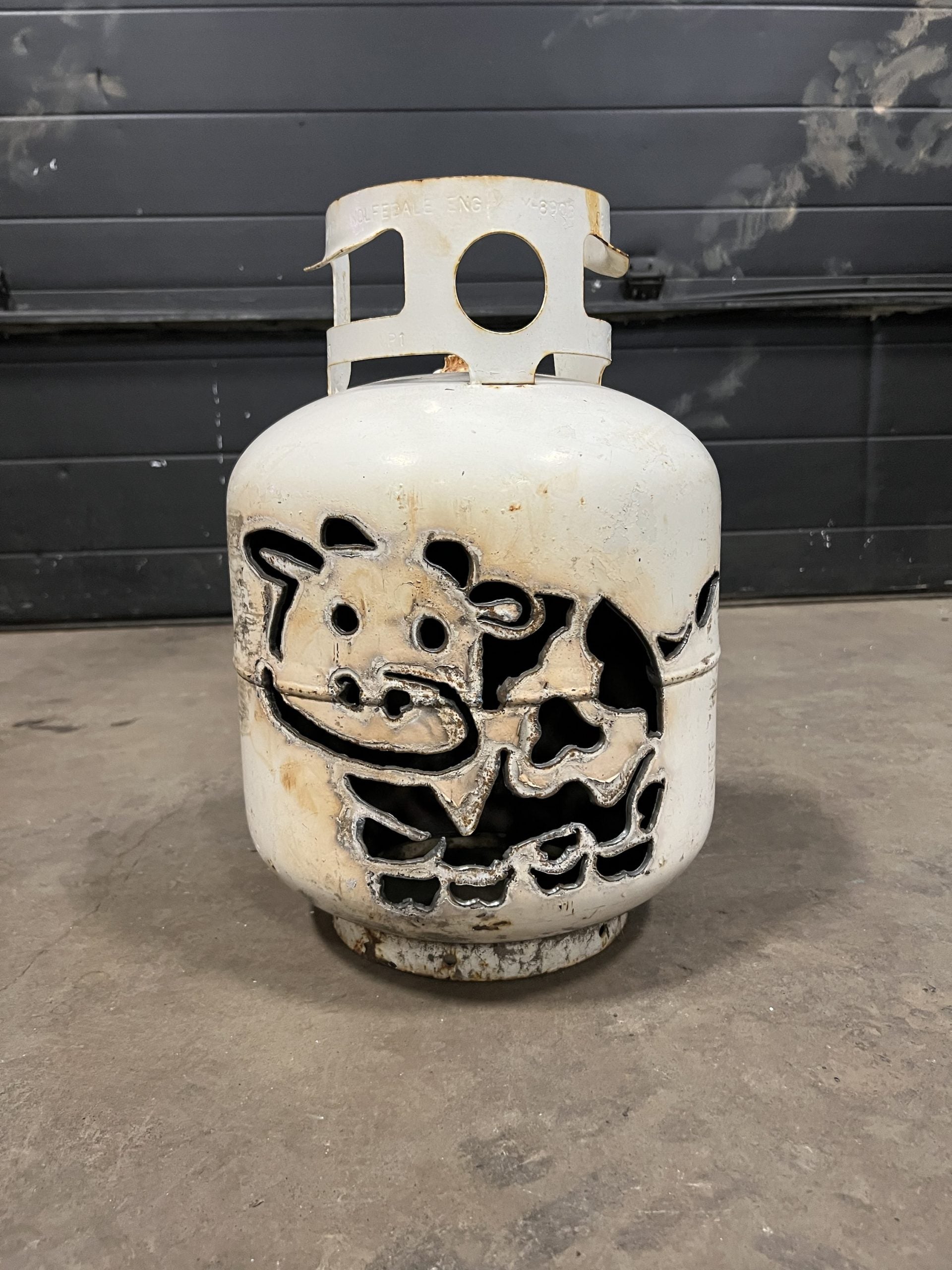 20lb Upcycled Patio Lantern, Moo Moo Cow