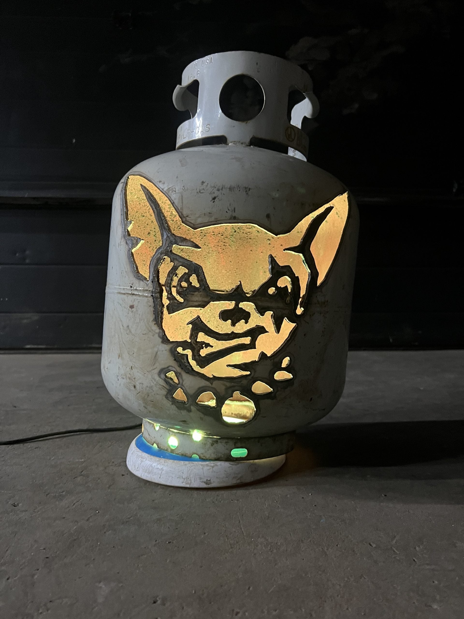 20lb Upcycled Patio Lantern, French Bulldog Head