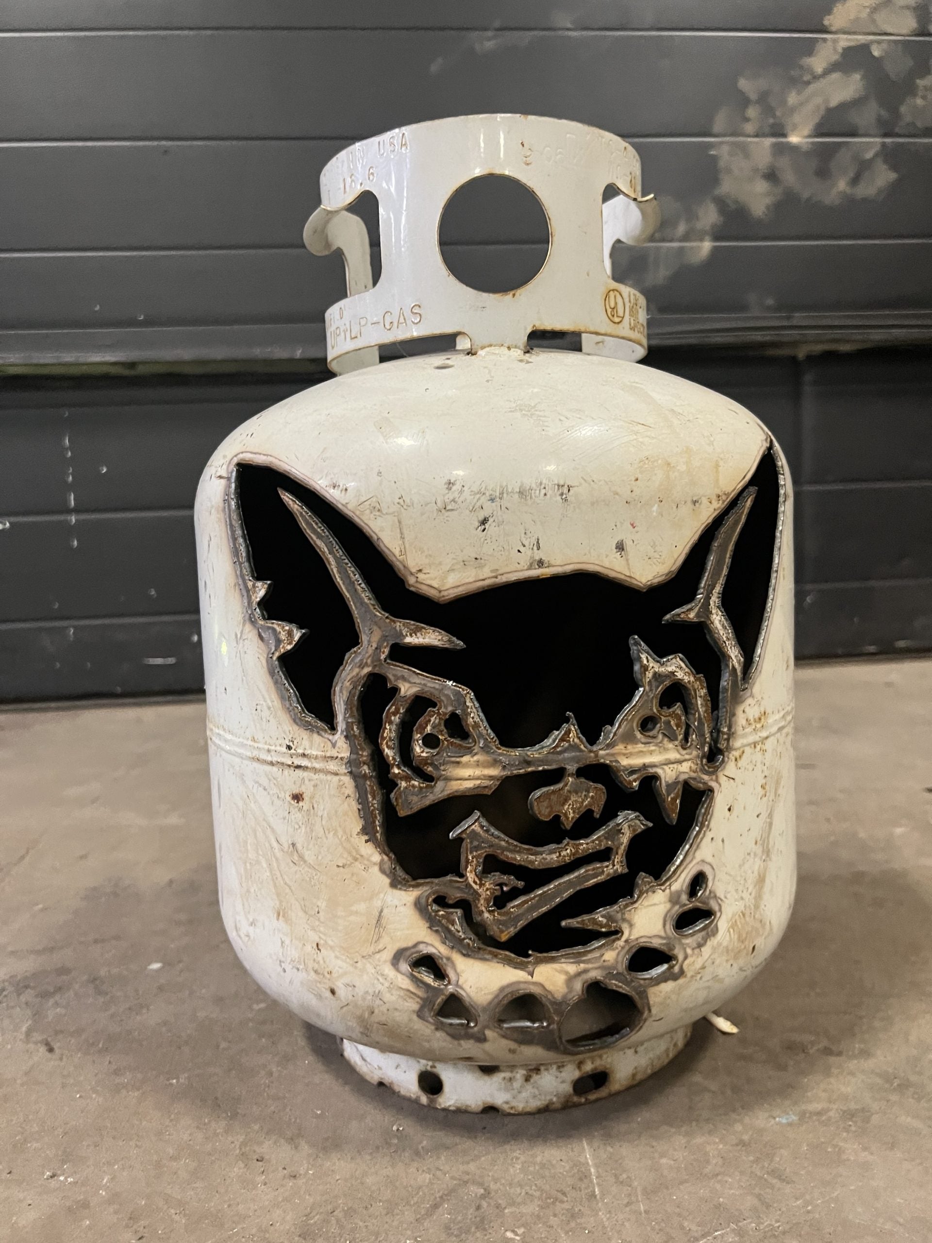 20lb Upcycled Patio Lantern, French Bulldog Head